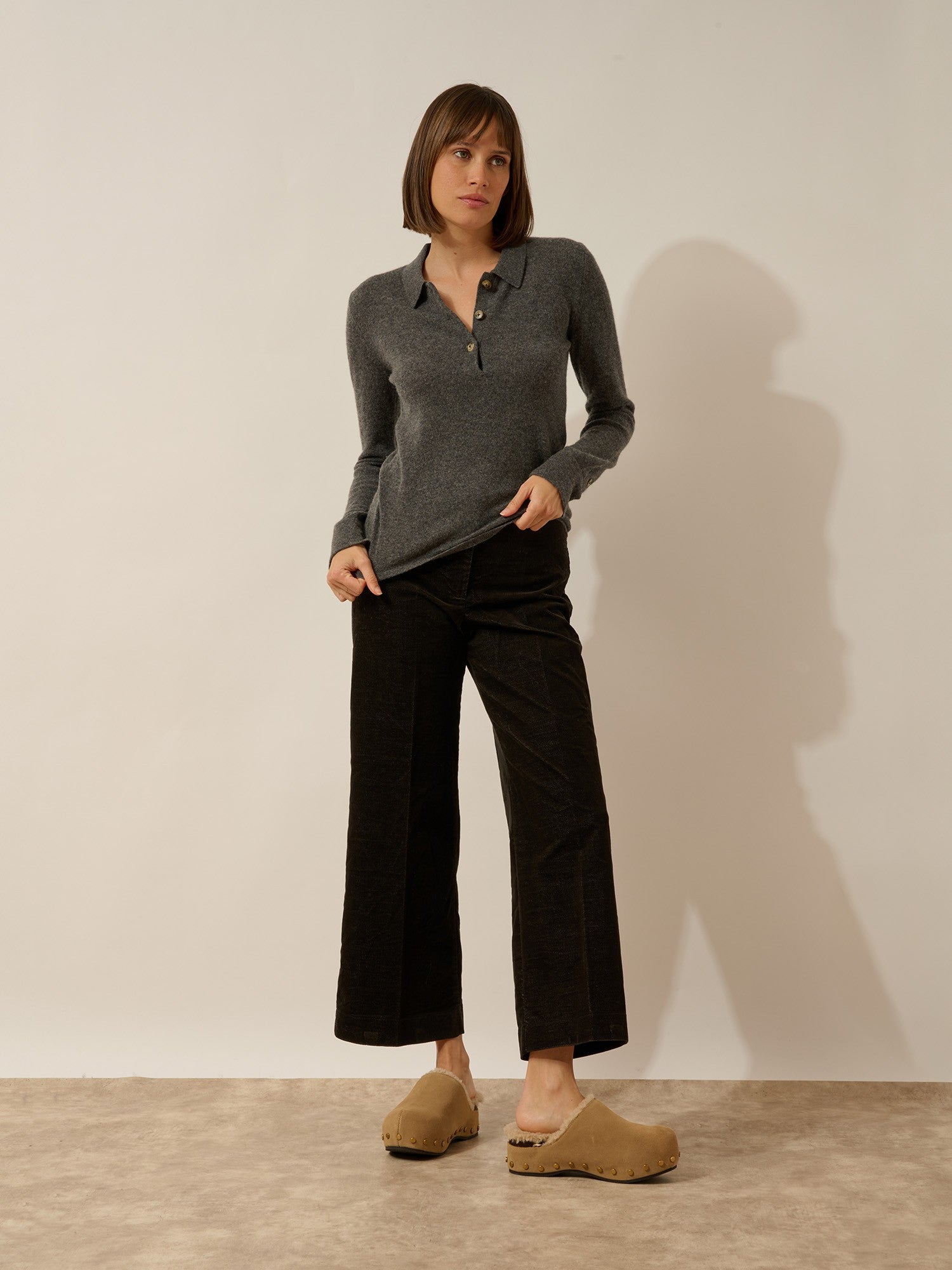 violette polo anthracite chiné