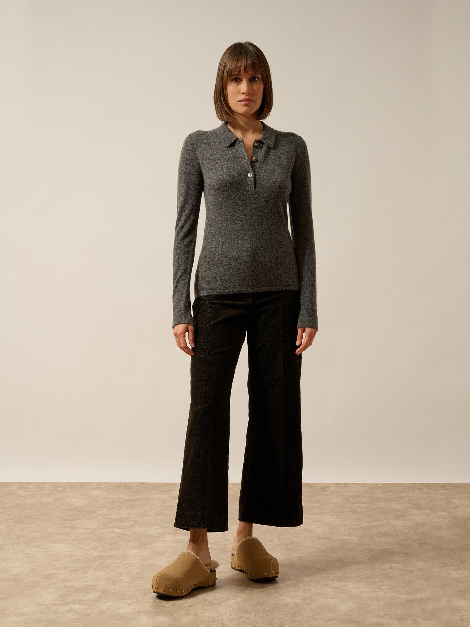 violette polo anthracite chiné