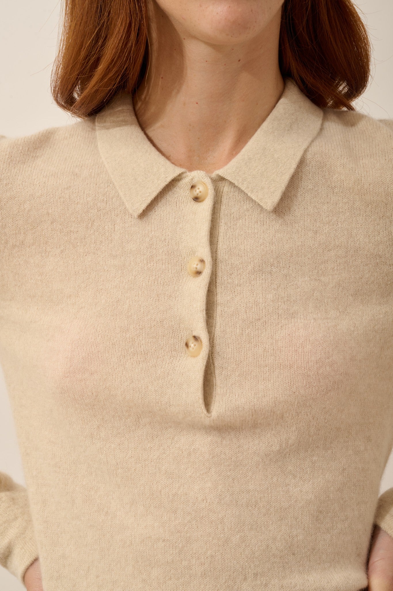 violette polo avoine 100% cachemire