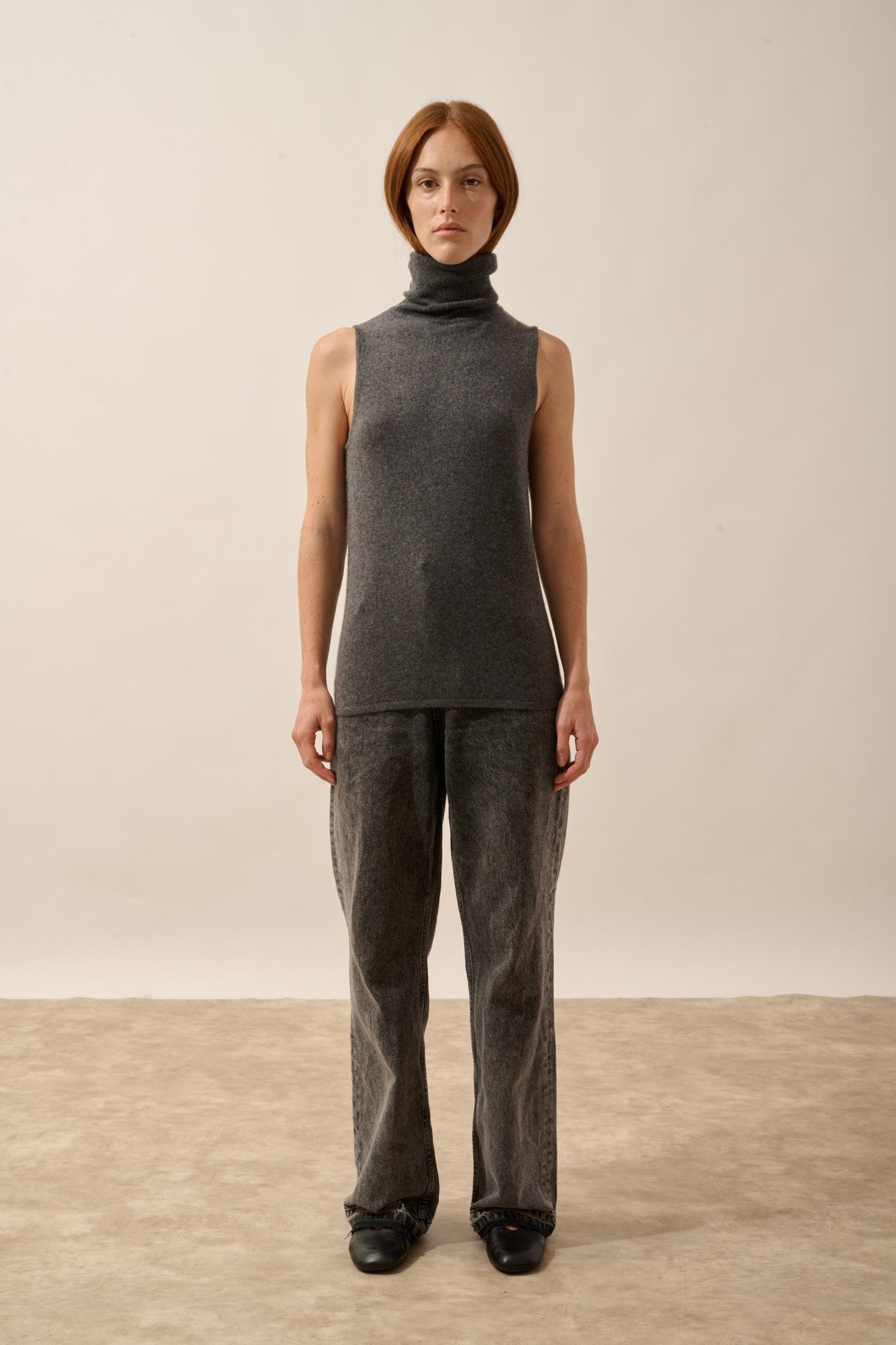 violet pull col roulé anthracite chiné