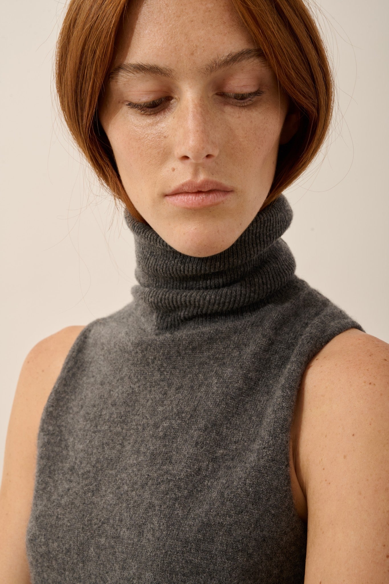 violet pull col roulé anthracite chiné