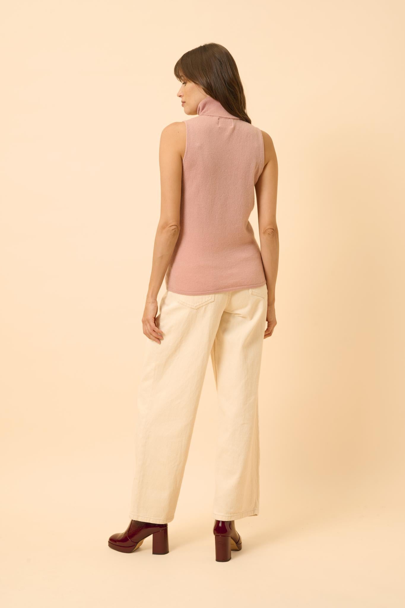 VIOLET pull col roulé bois de rose