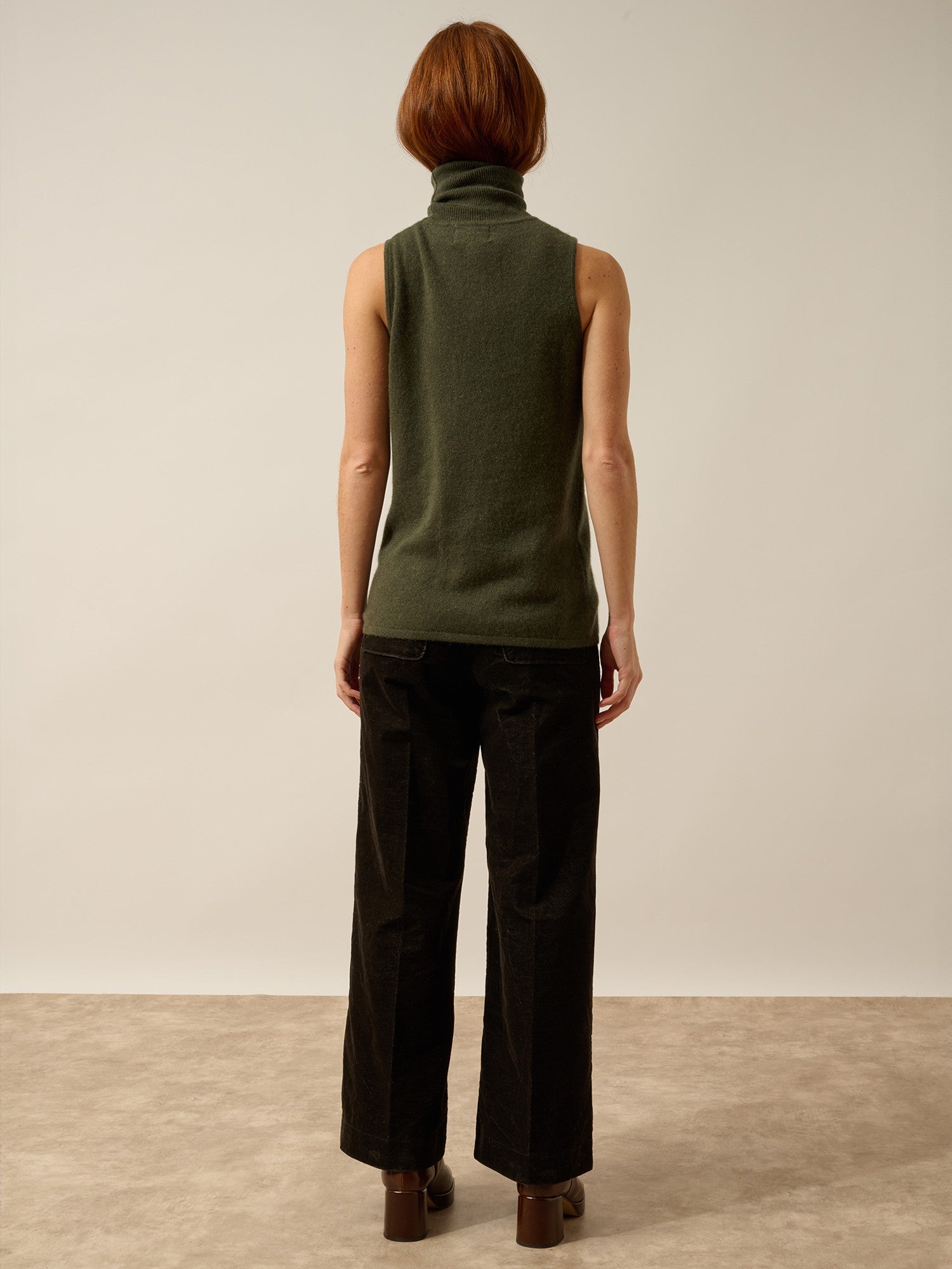 purple khaki turtleneck sweater