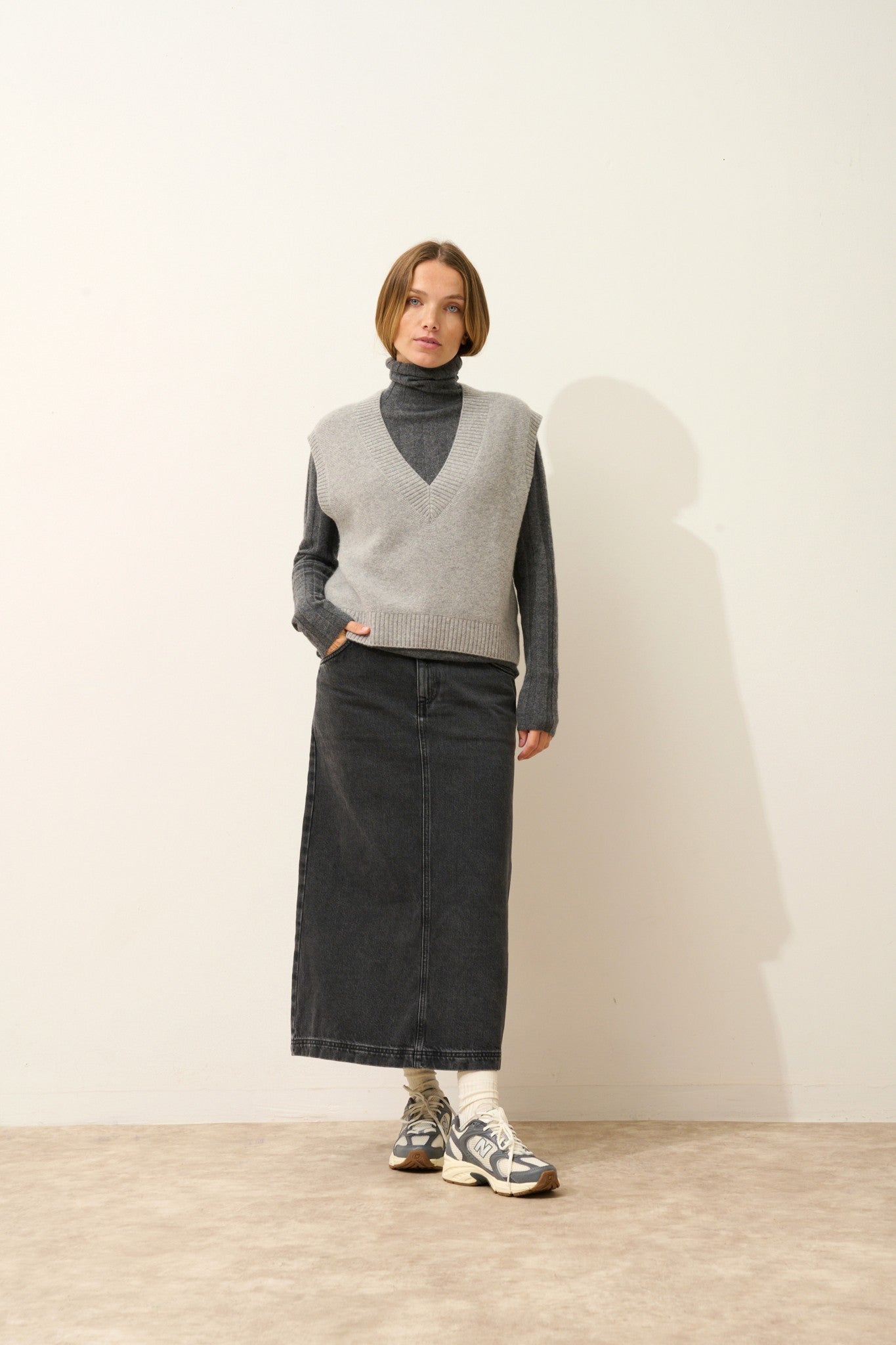 viviana pull col v sans manches 4 fils nuage chiné 100% cachemire