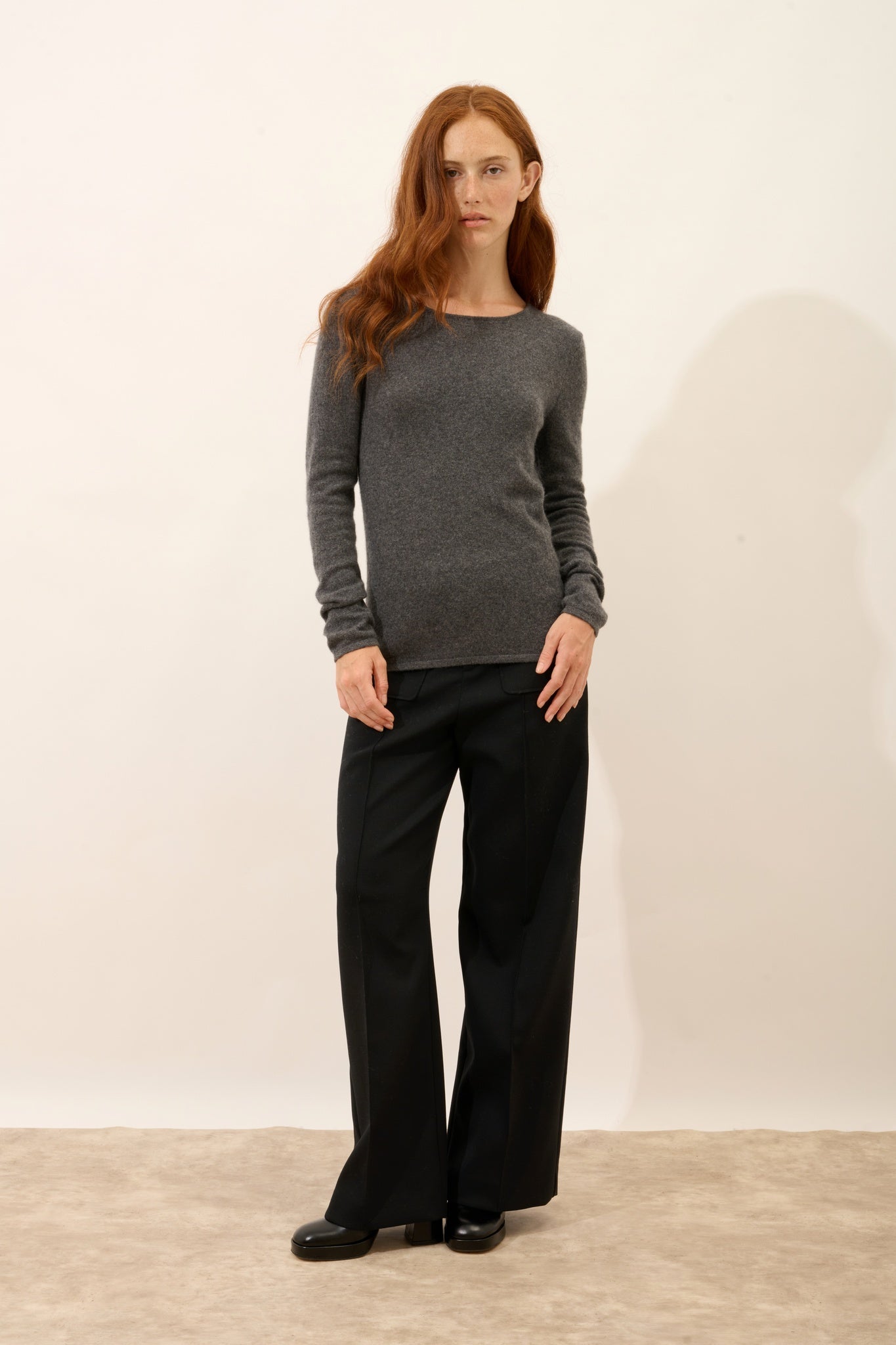 VIVIAN pull col rond anthracite chiné