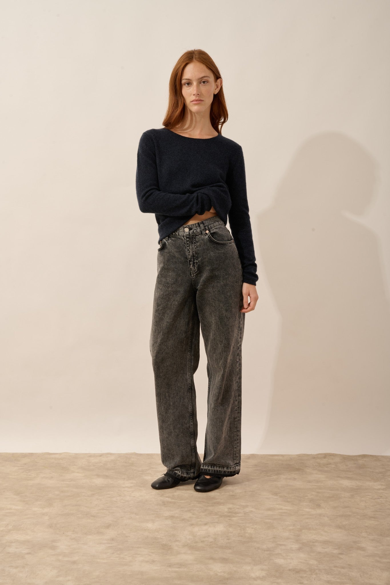 vivian pull col rond caviar 100% cachemire