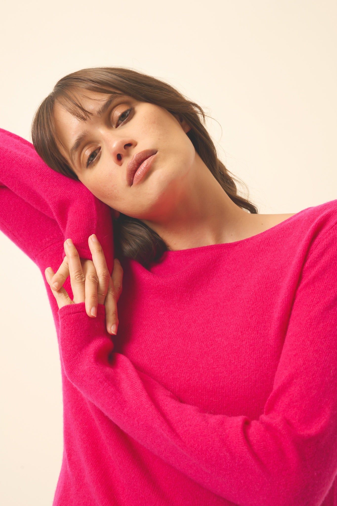 VIVIAN pull col rond fuchsia