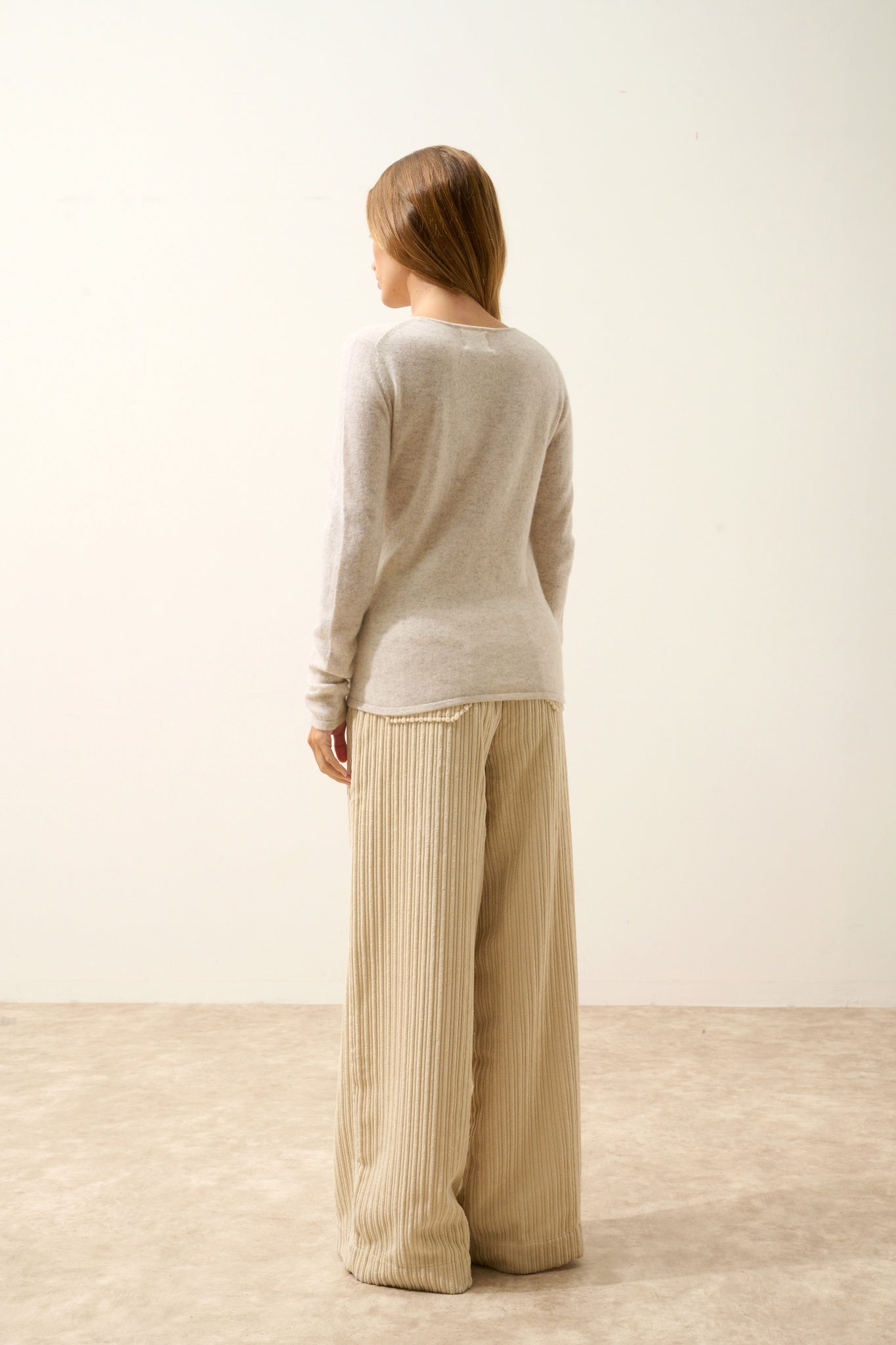 VIVIAN pull col rond gris perle chiné