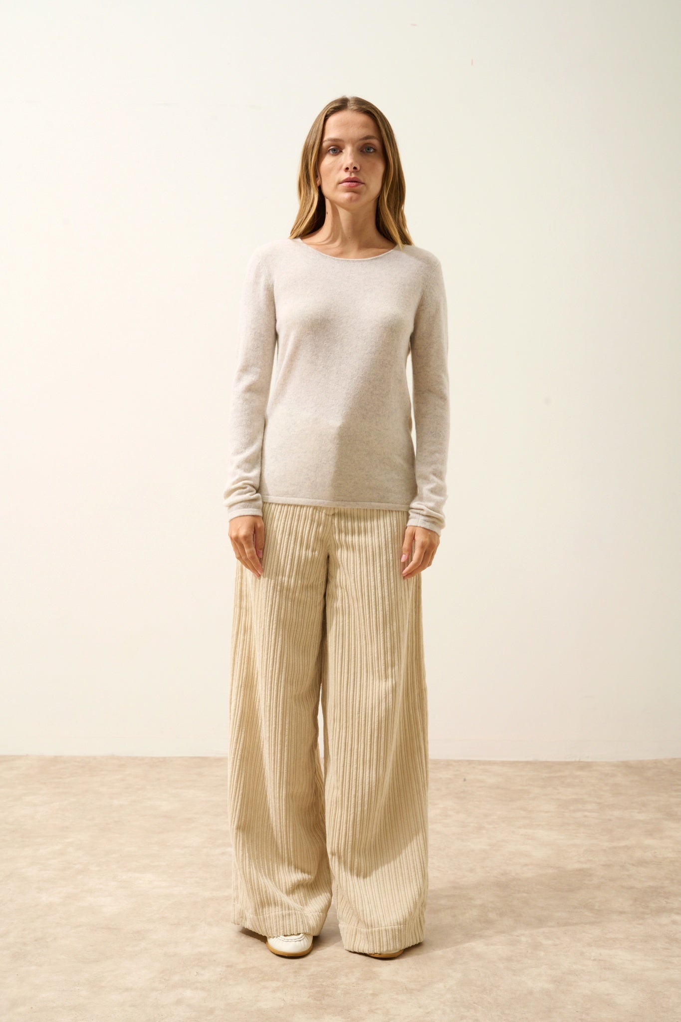 VIVIAN pull col rond gris perle chiné