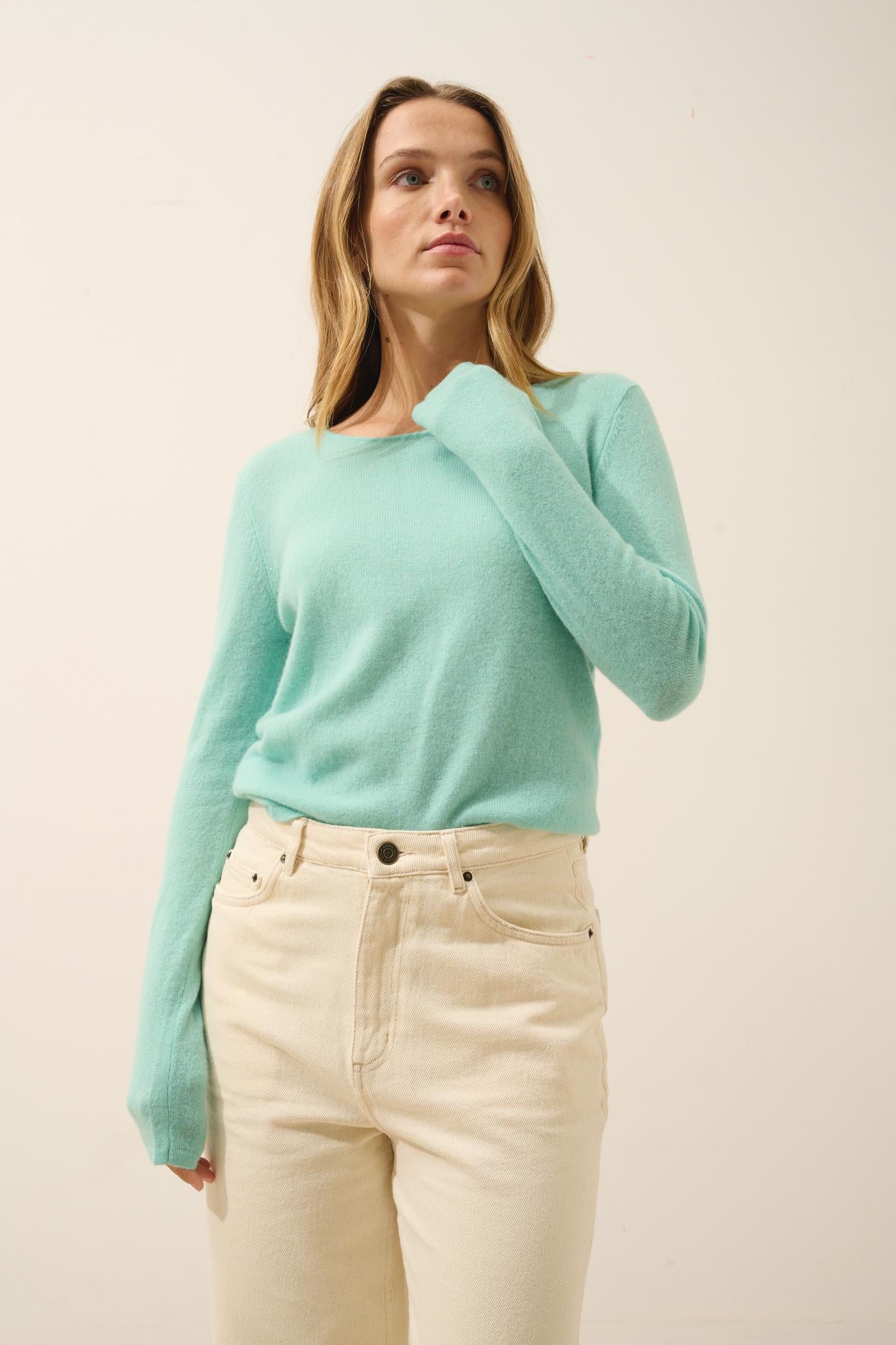 VIVIAN round-neck sweater jade