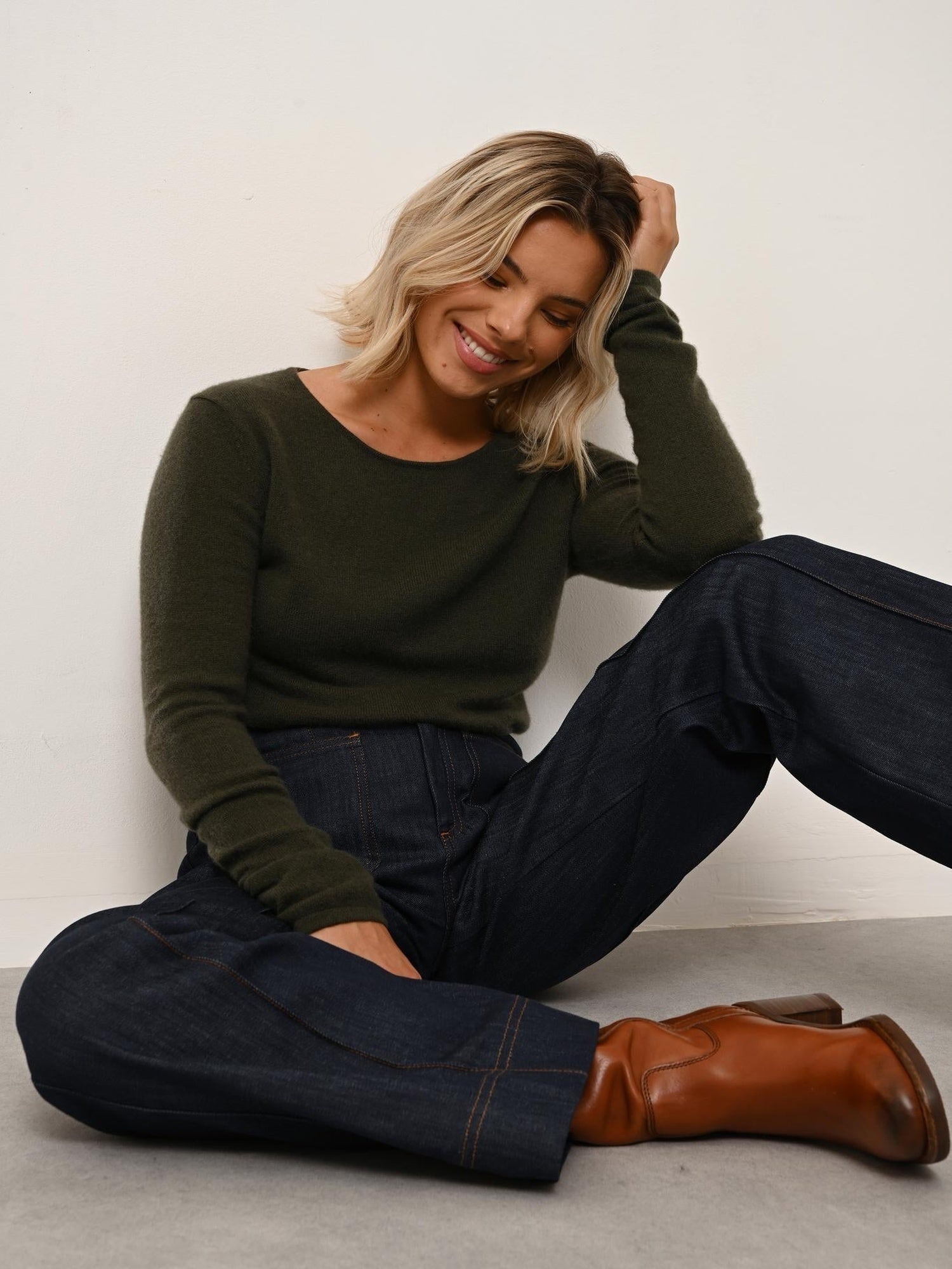 VIVIAN pull col rond kaki