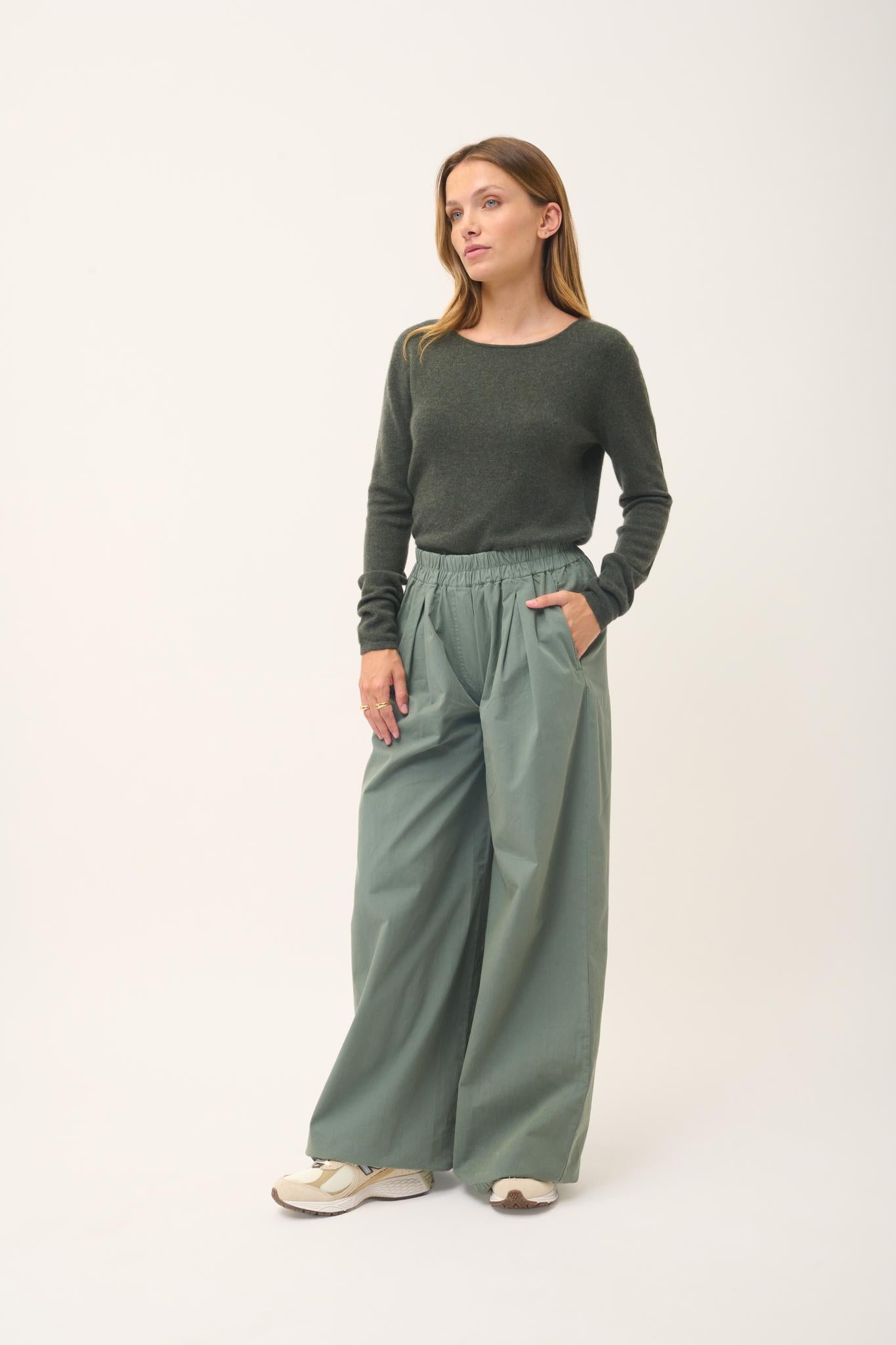 VIVIAN round-neck sweater khaki mottled