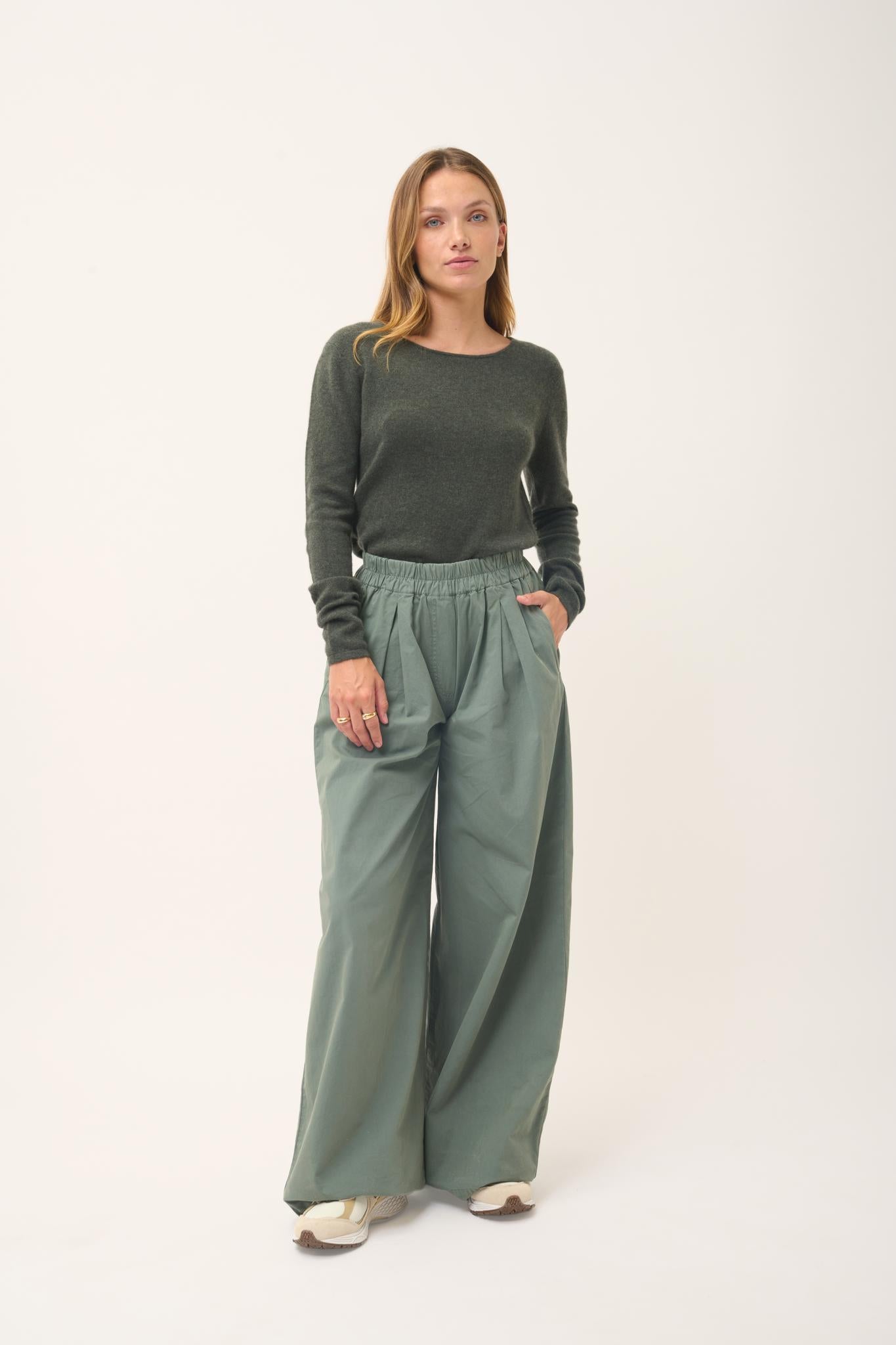 VIVIAN round-neck sweater khaki mottled
