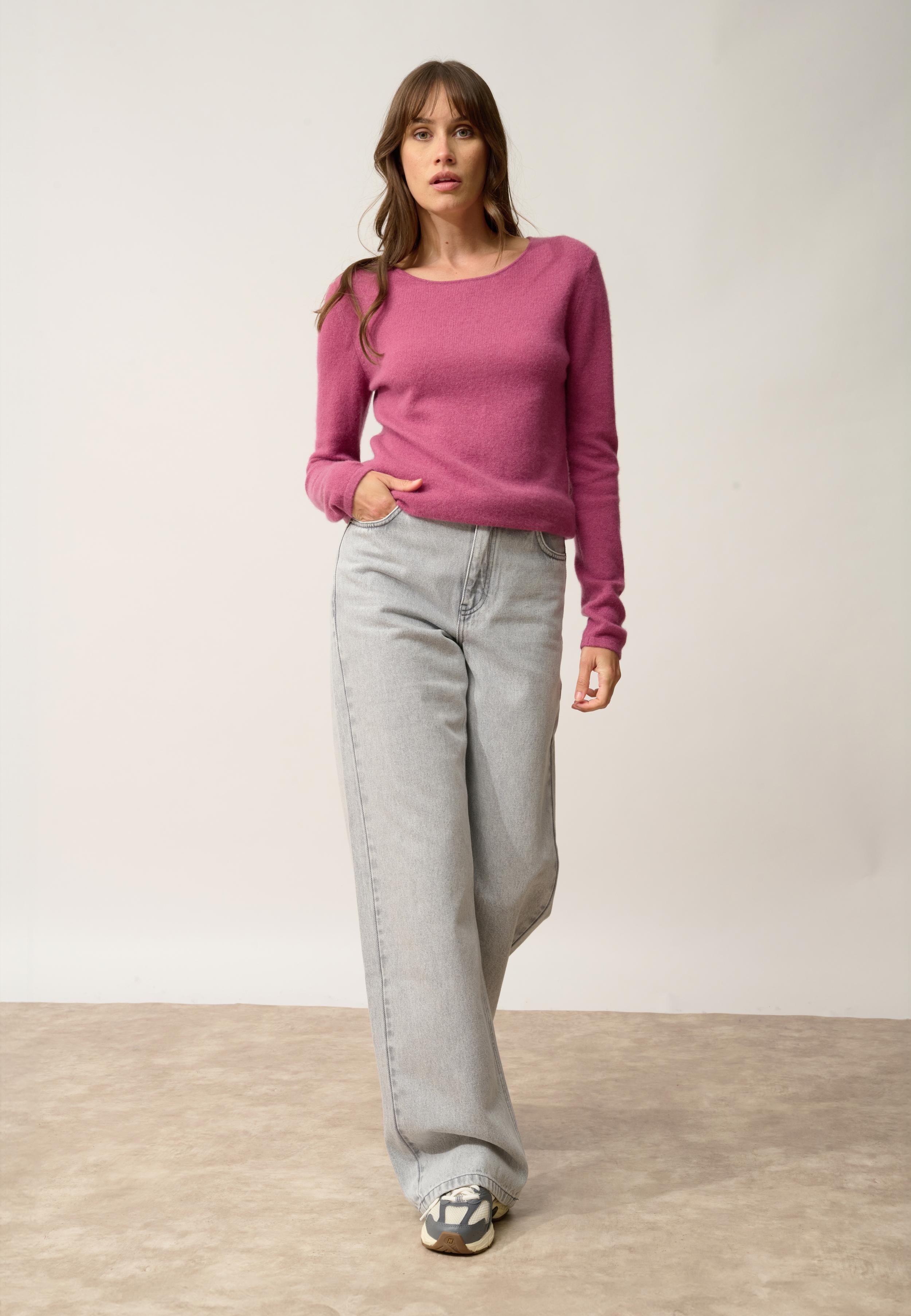 VIVIAN pull col rond orchidée