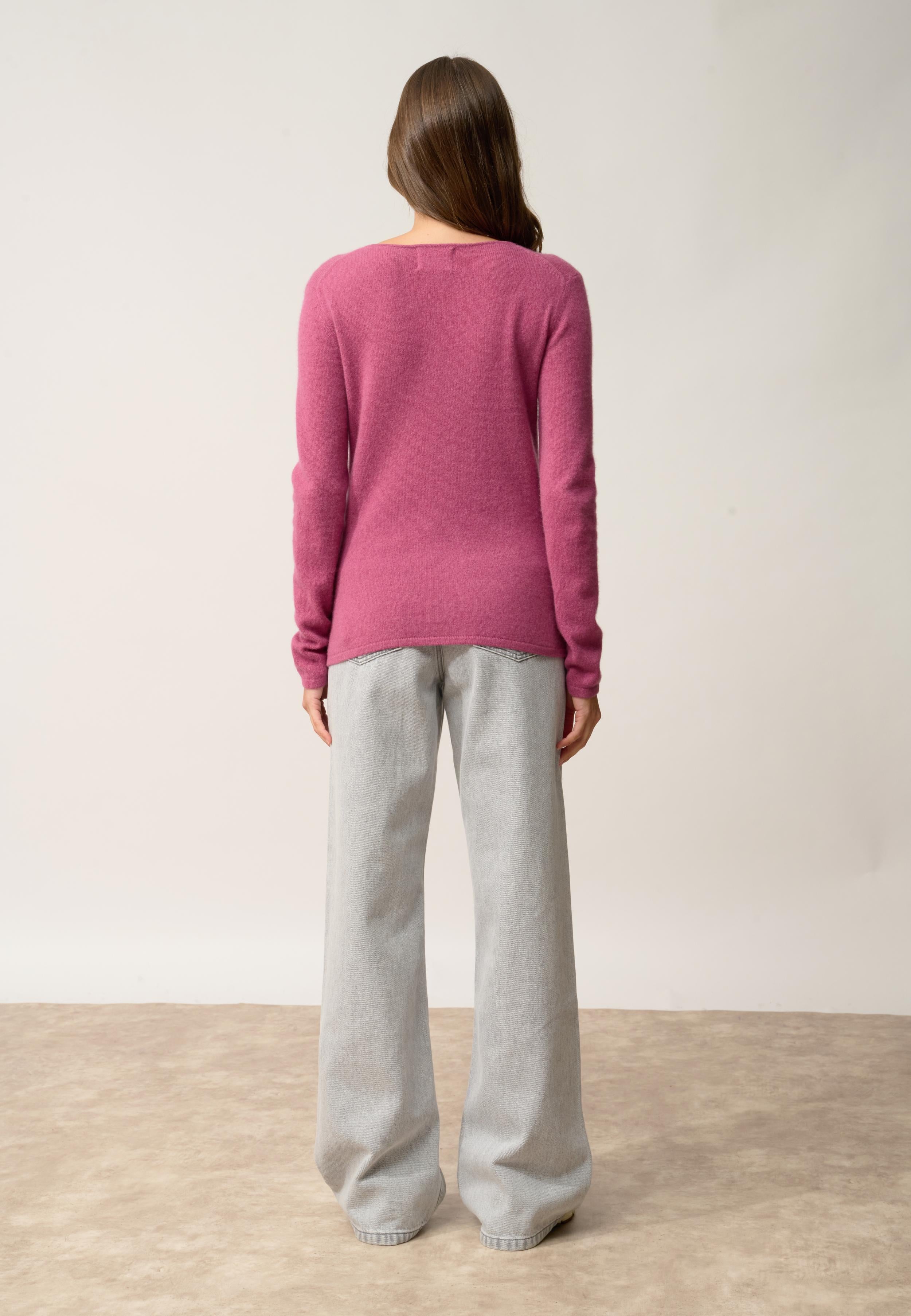VIVIAN pull col rond orchidée