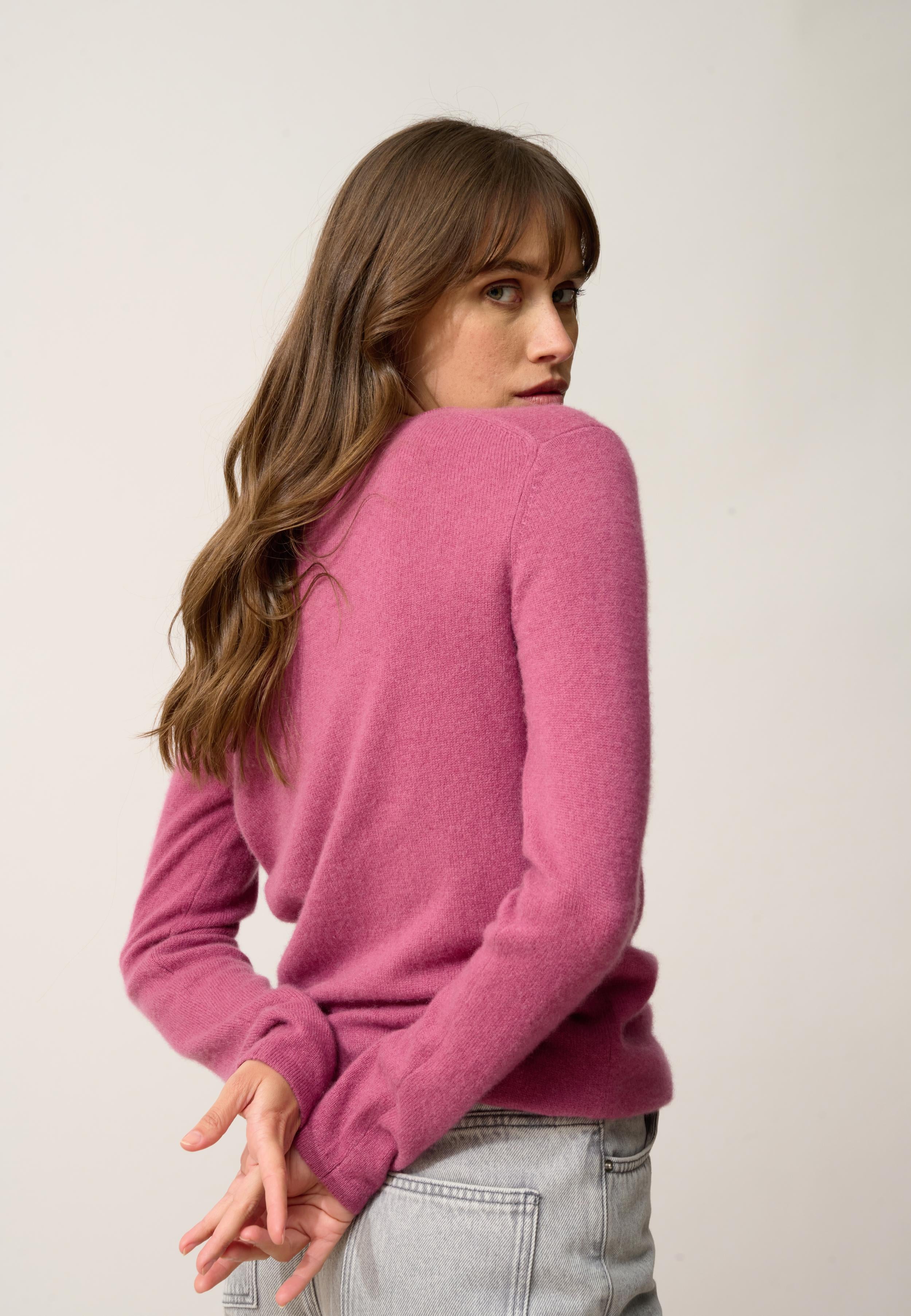 VIVIAN pull col rond orchidée