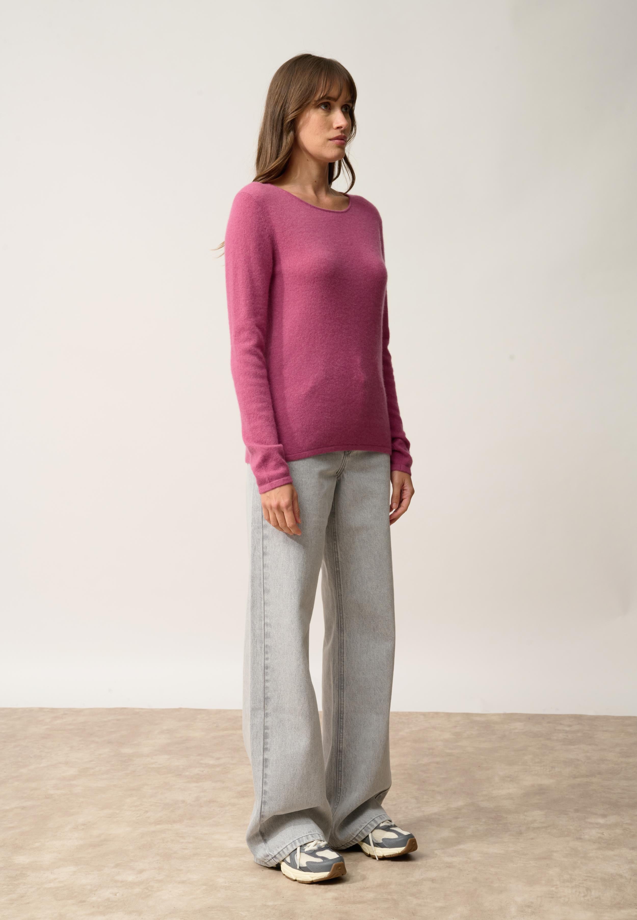 VIVIAN pull col rond orchidée