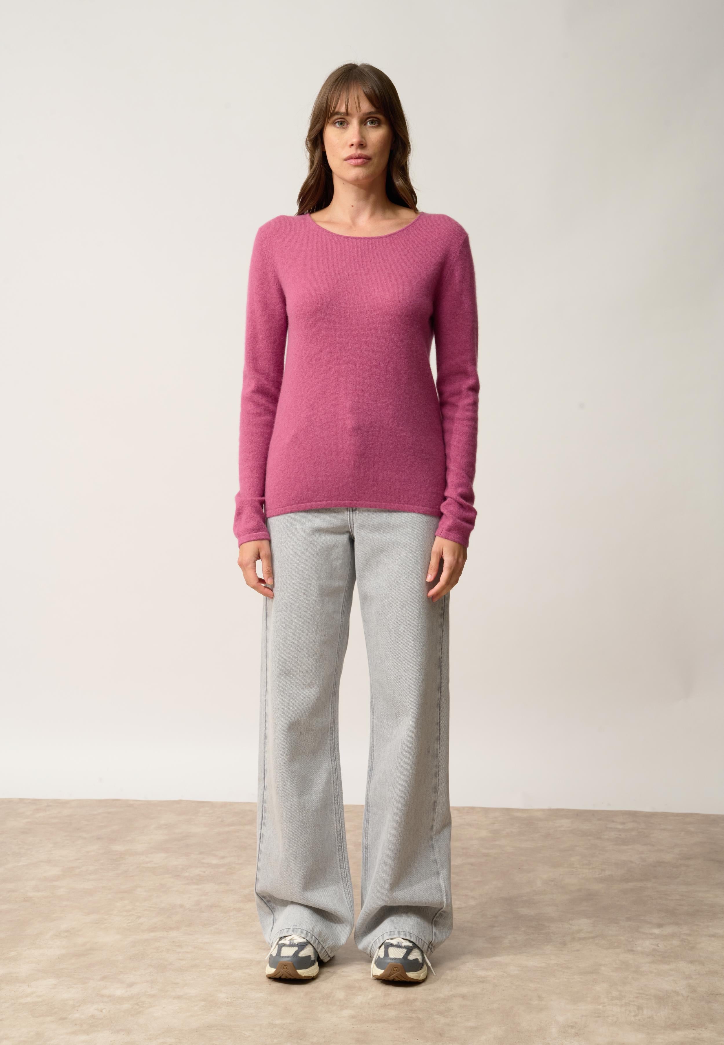 VIVIAN pull col rond orchidée