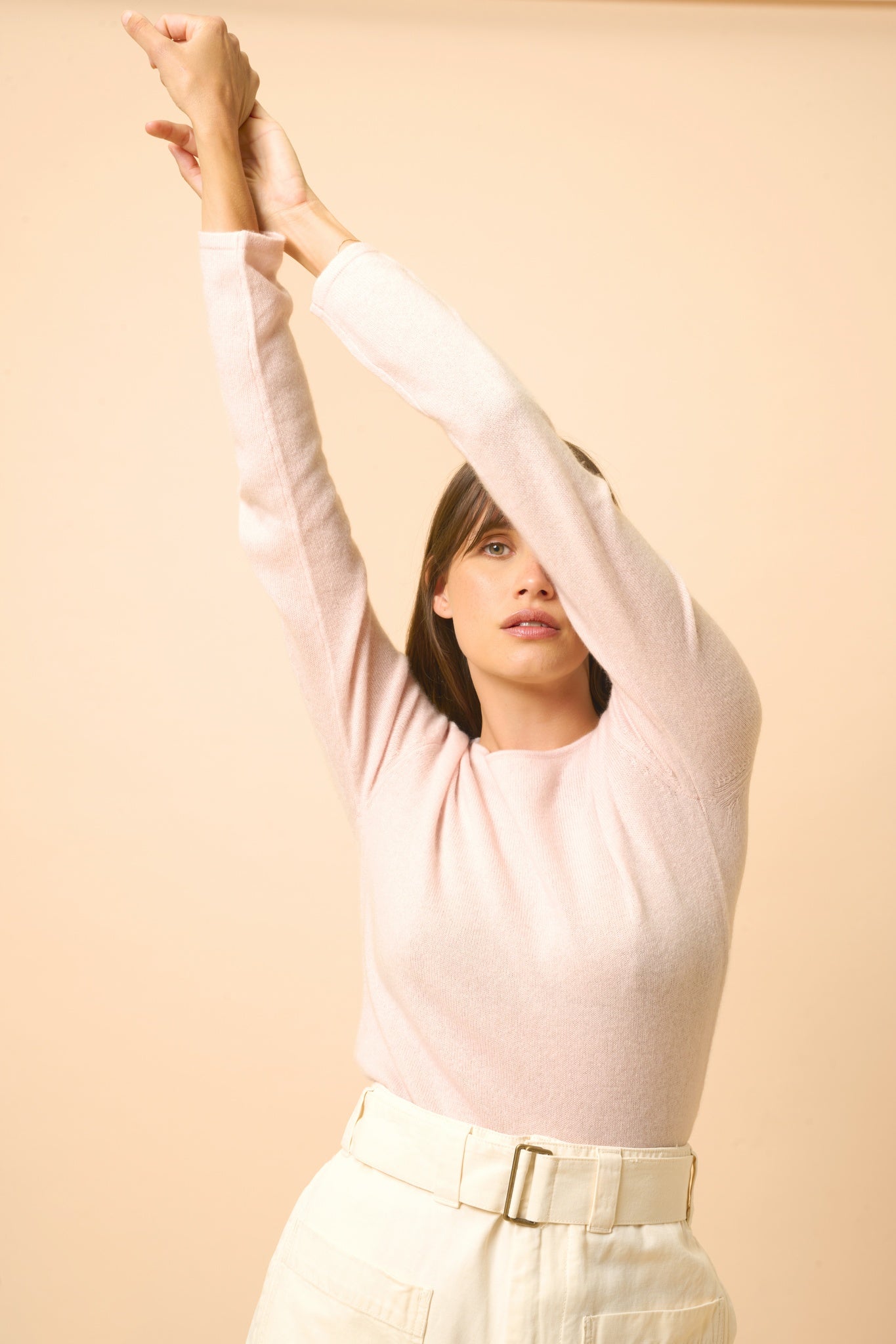 VIVIAN pull col rond poudre