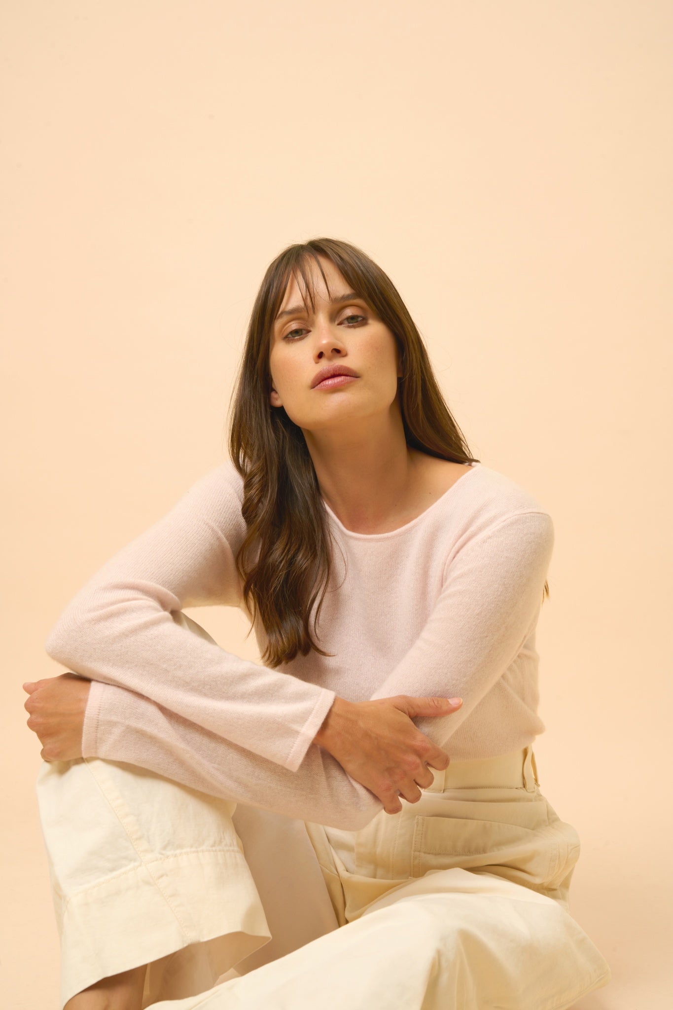 VIVIAN pull col rond poudre