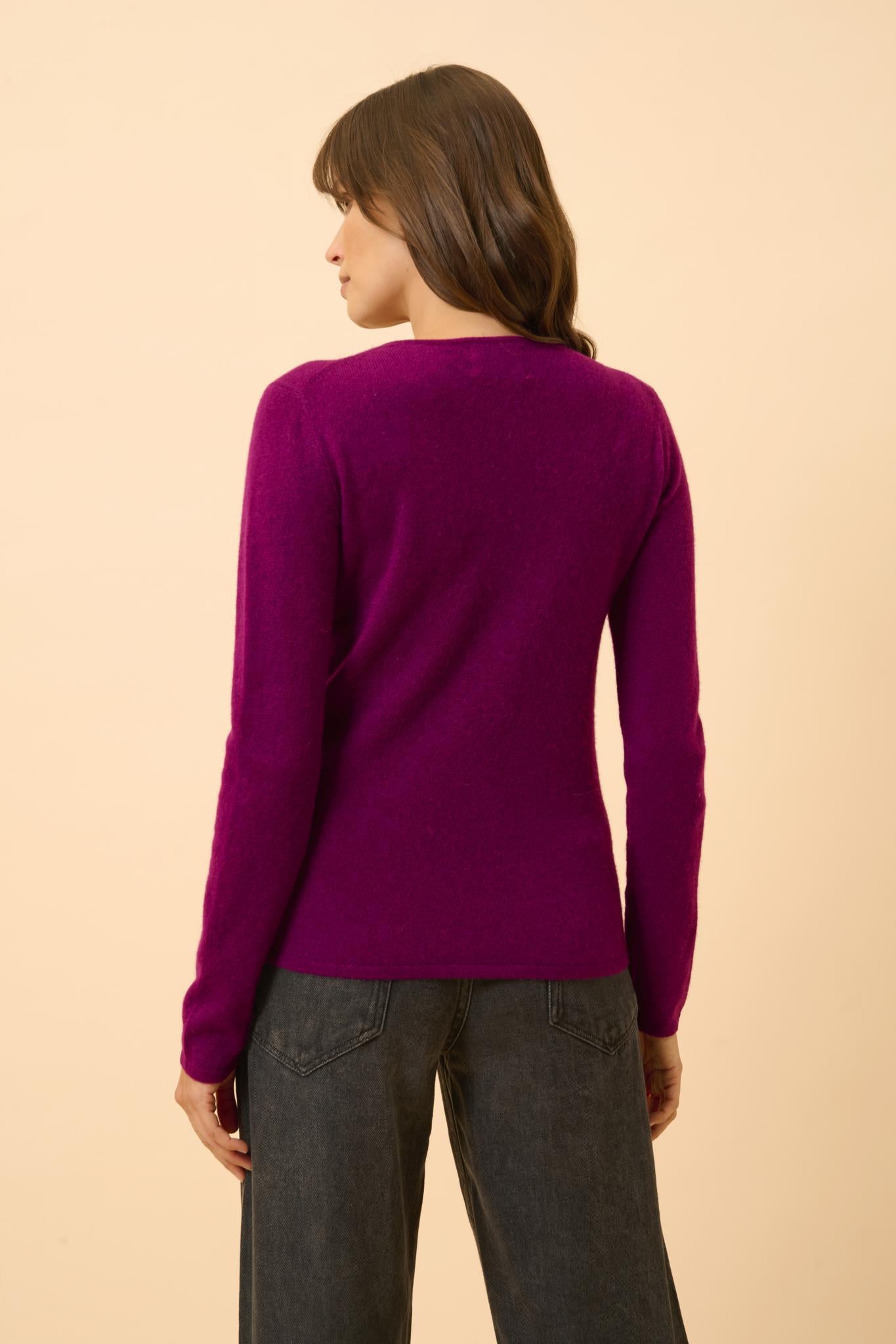 VIVIAN plum round-neck sweater