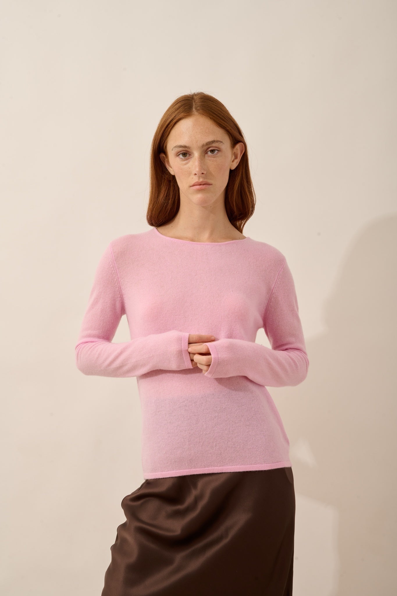 VIVIAN round neck sweater in rose quartz
