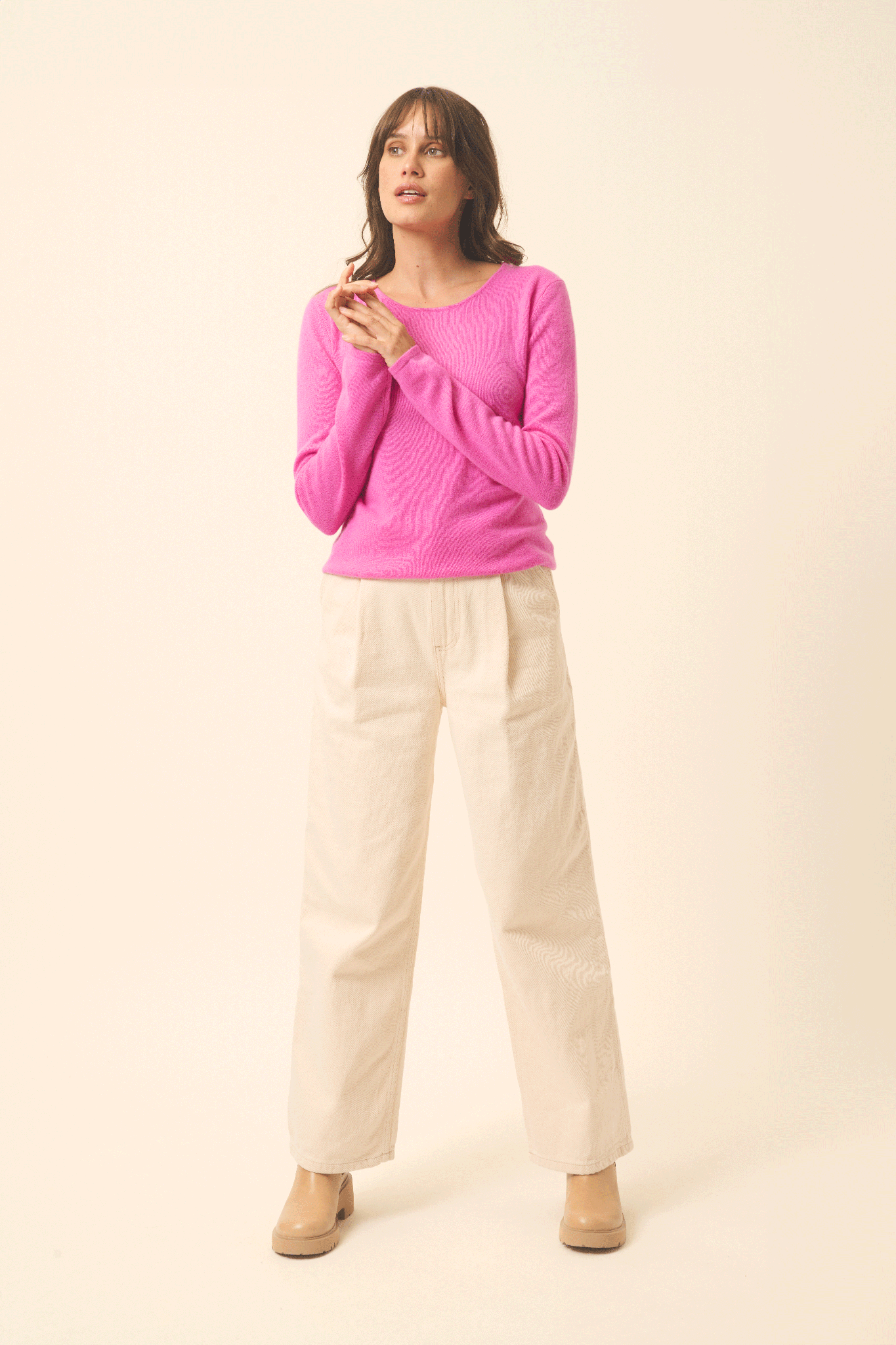 VIVIAN pull col rond rose