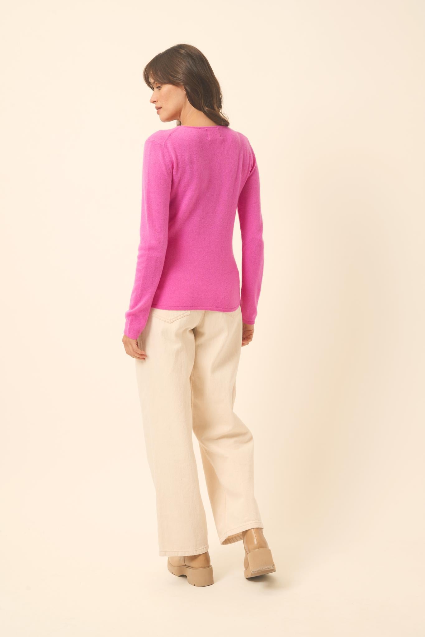 VIVIAN pull col rond rose