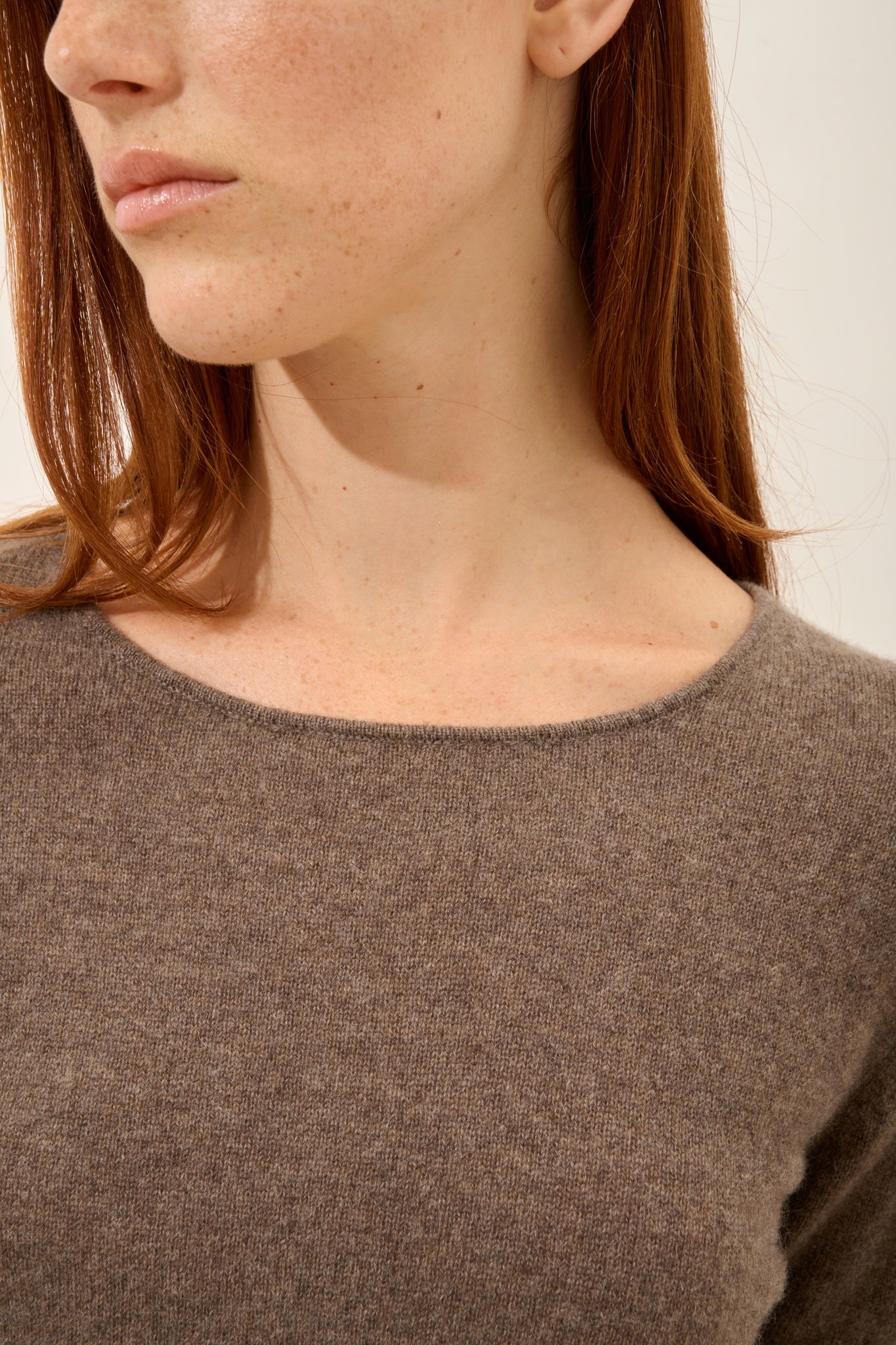 VIVIAN pull col rond taupe chiné