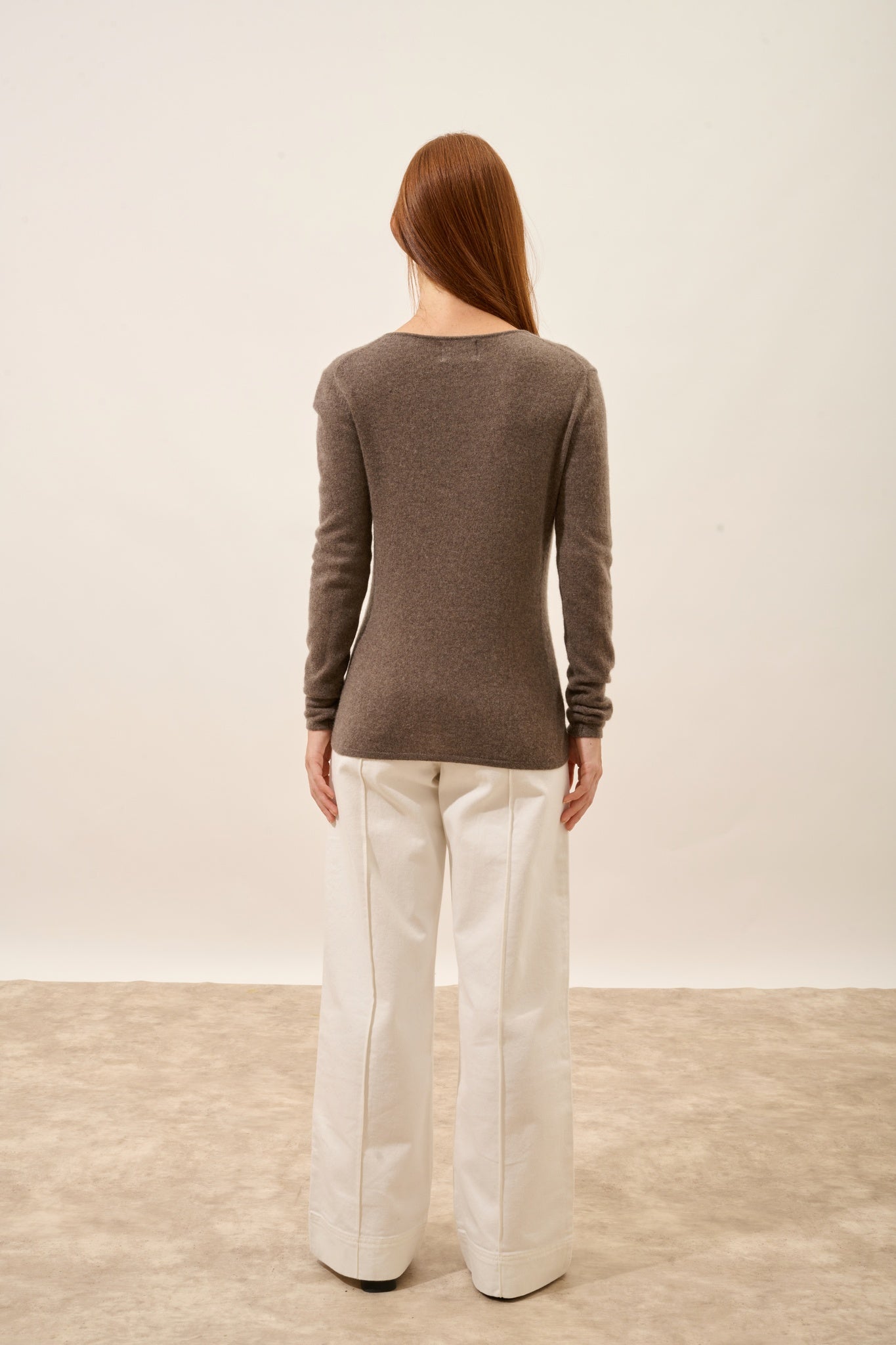 VIVIAN taupe mottled round-neck sweater
