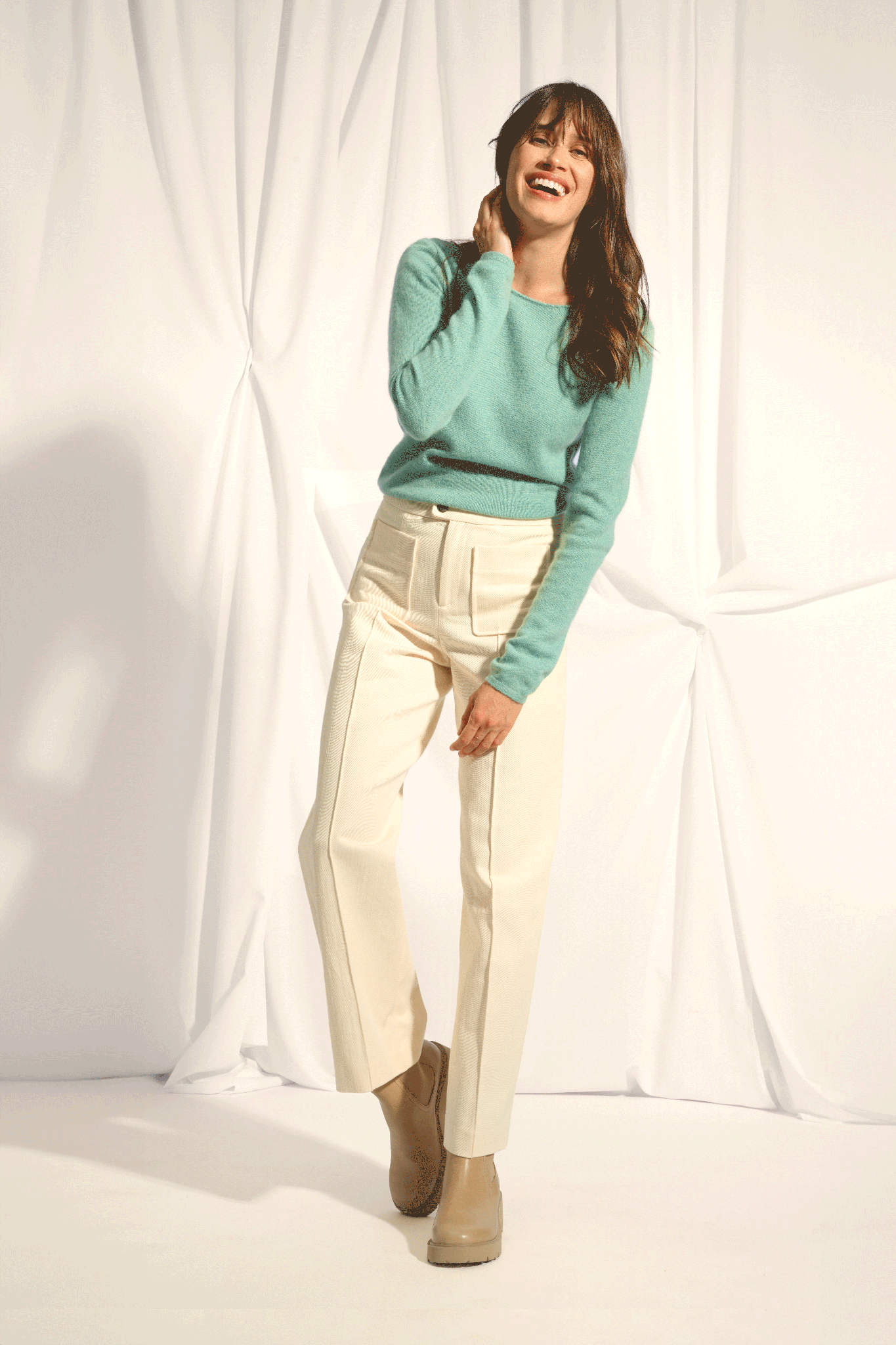 VIVIAN round-neck sweater mottled green