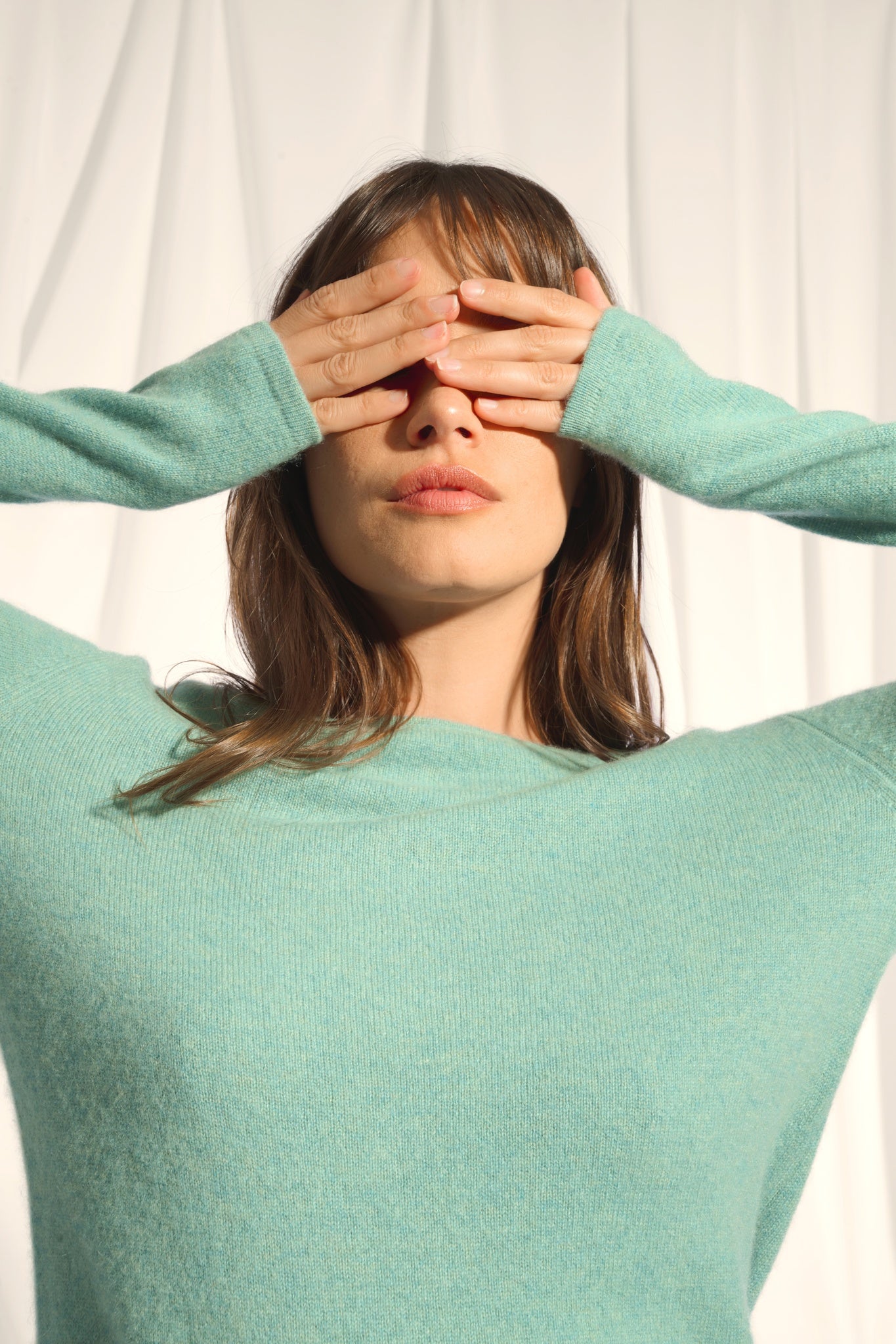 VIVIAN pull col rond vert chiné