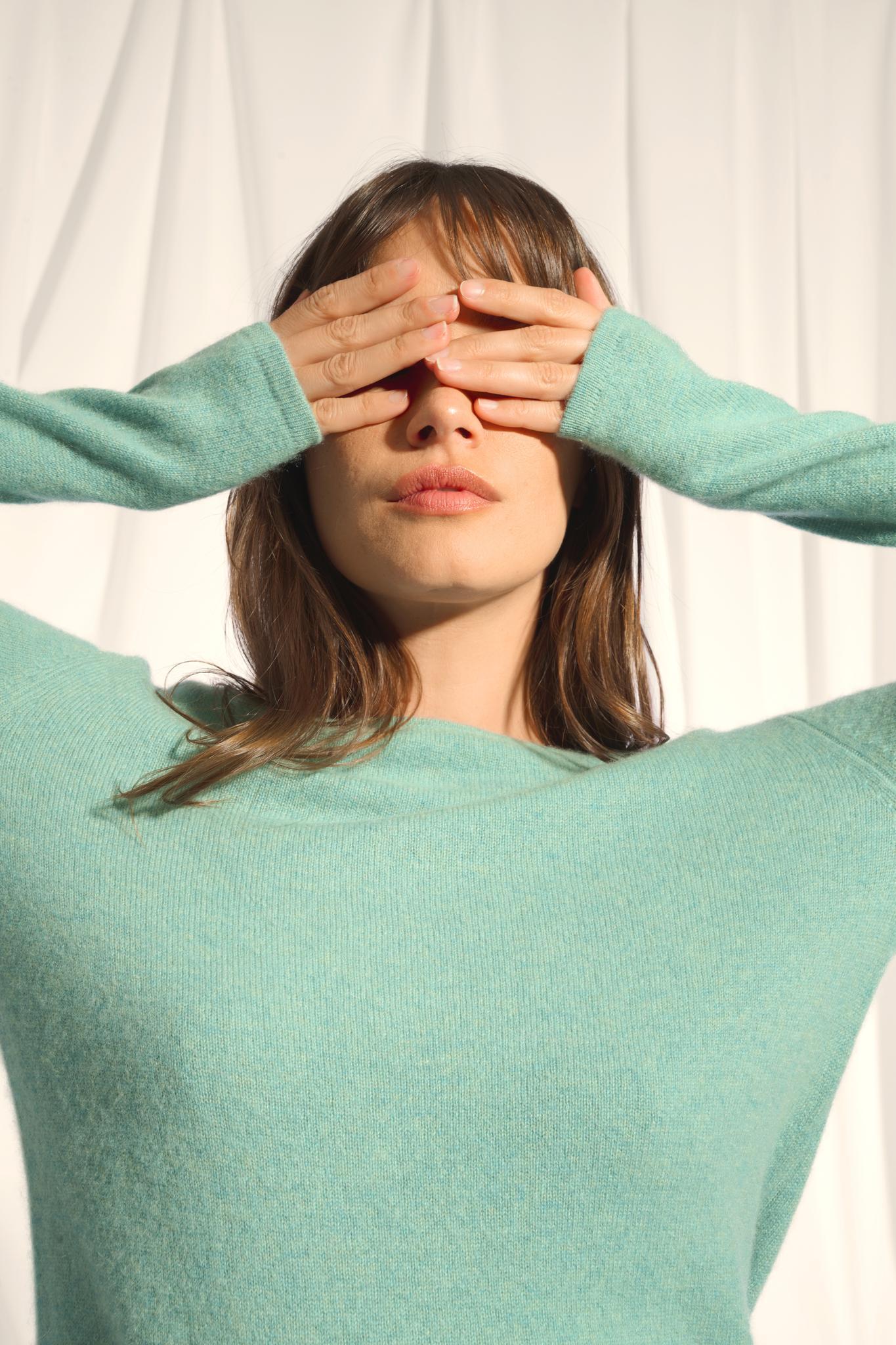 VIVIAN round-neck sweater mottled green