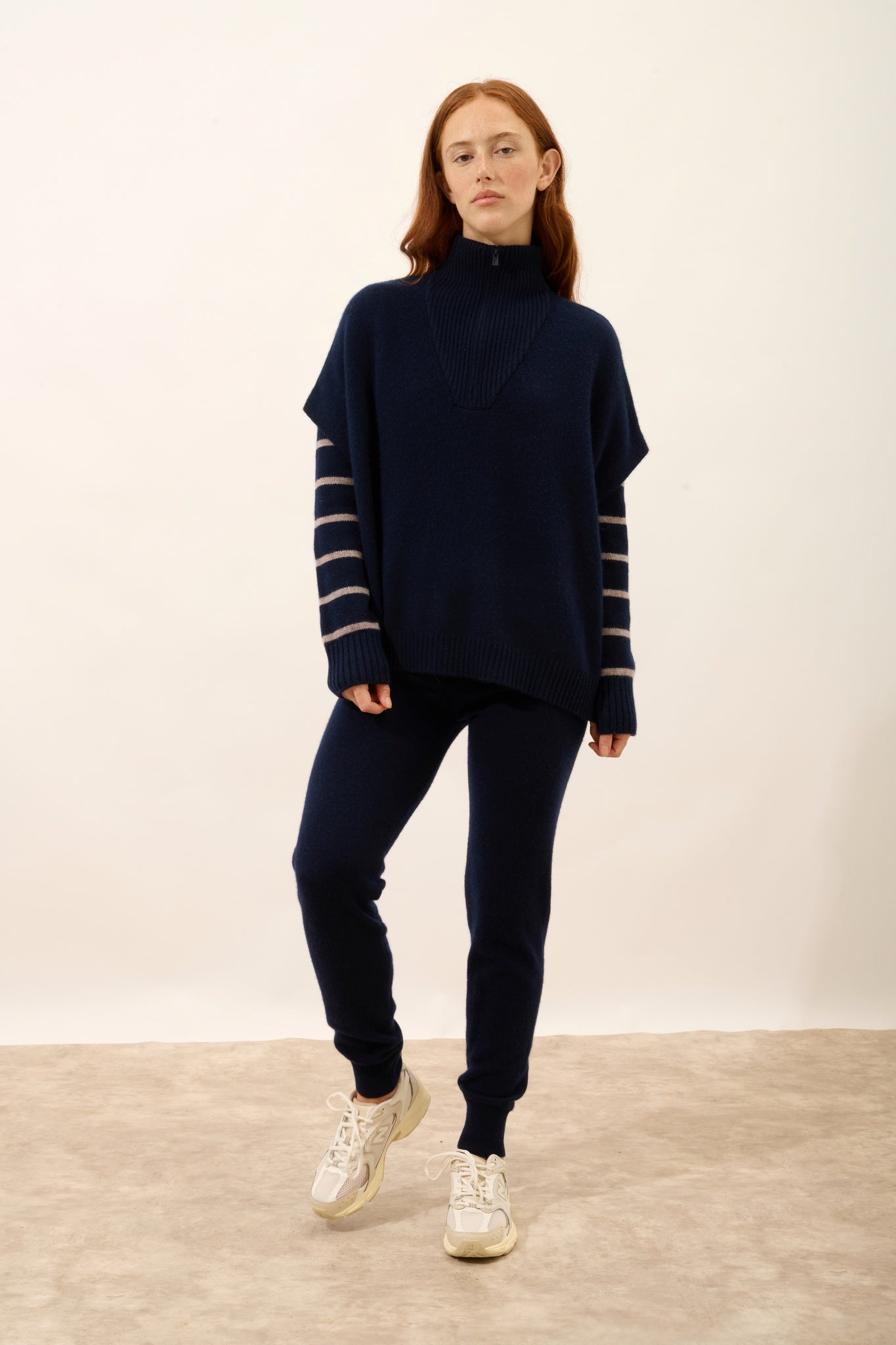 VIVIENNE poncho col camionneur 4 fils navy