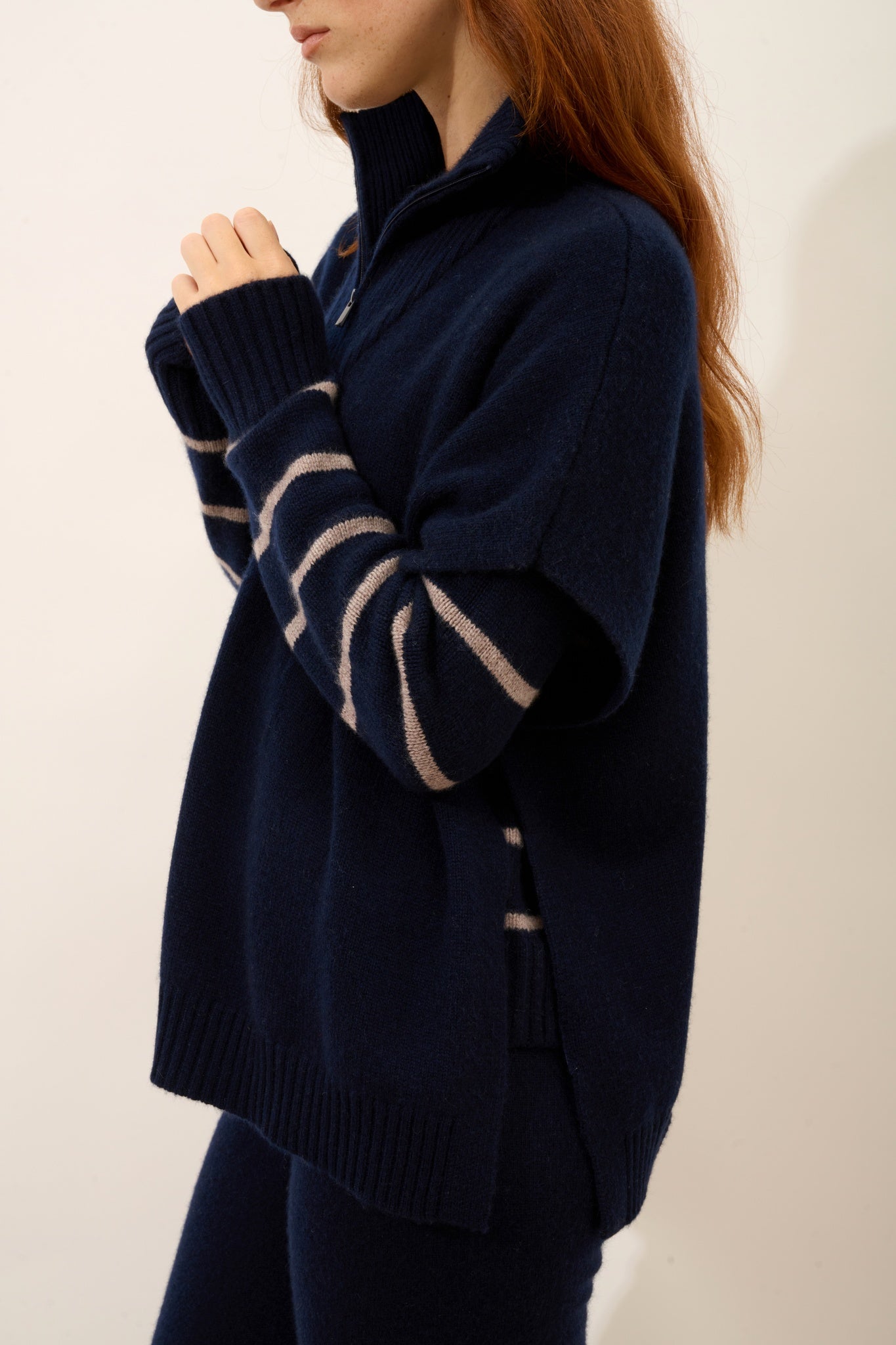 VIVIENNE poncho col camionneur 4 fils navy