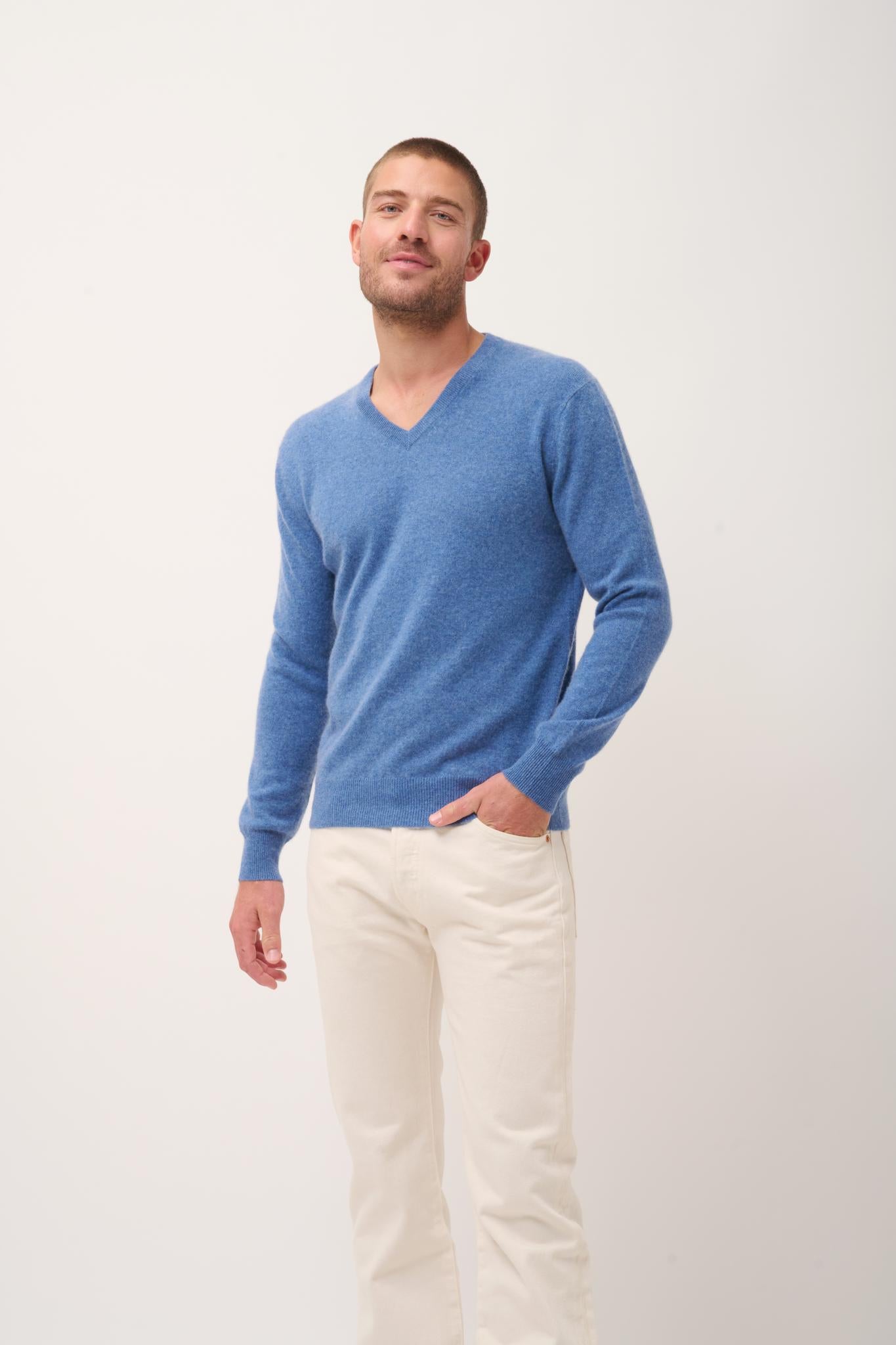 WALT v-neck sweater denim blue