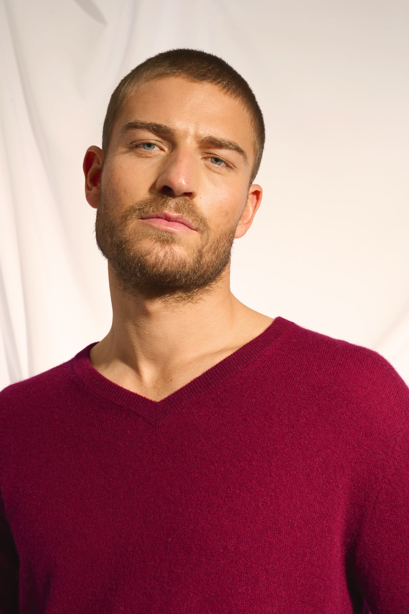 WALT pull col v bordeaux