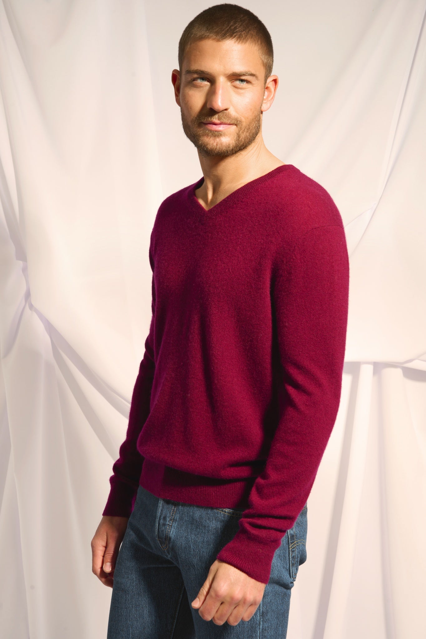 WALT pull col v bordeaux
