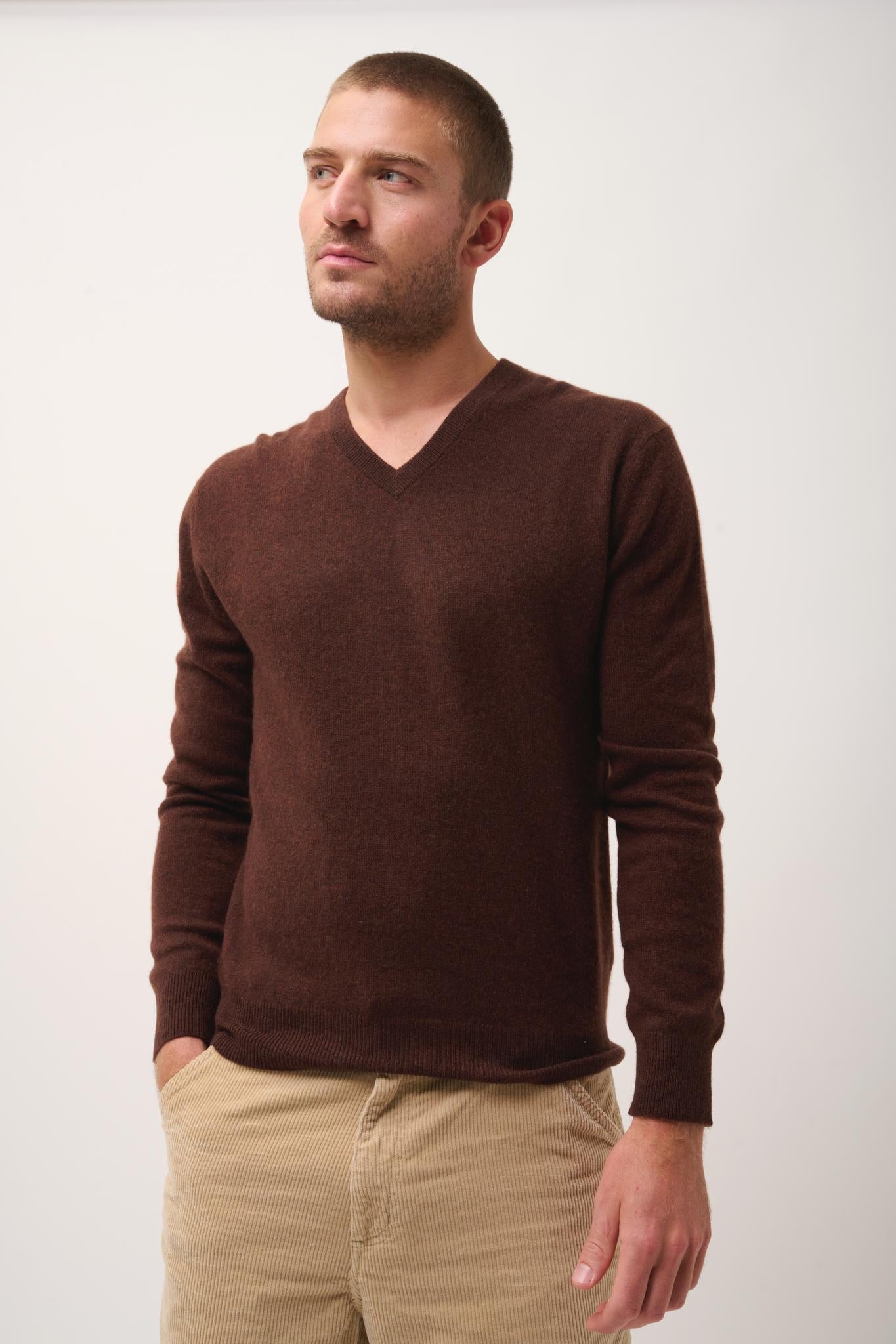 WALT coffee v-neck sweater