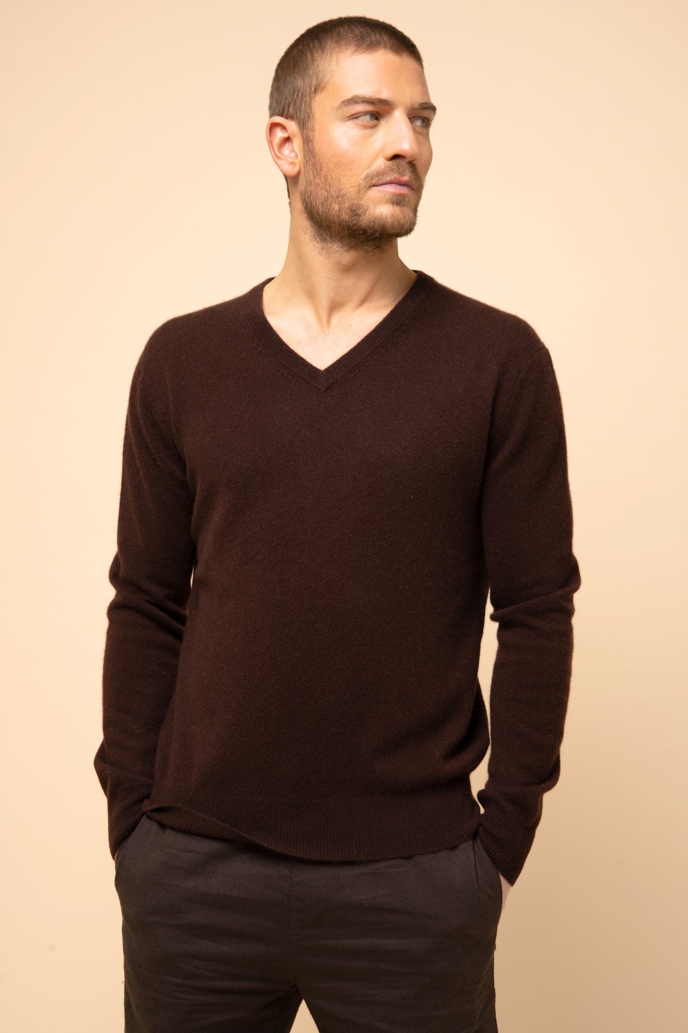 WALT v-neck sweater choco