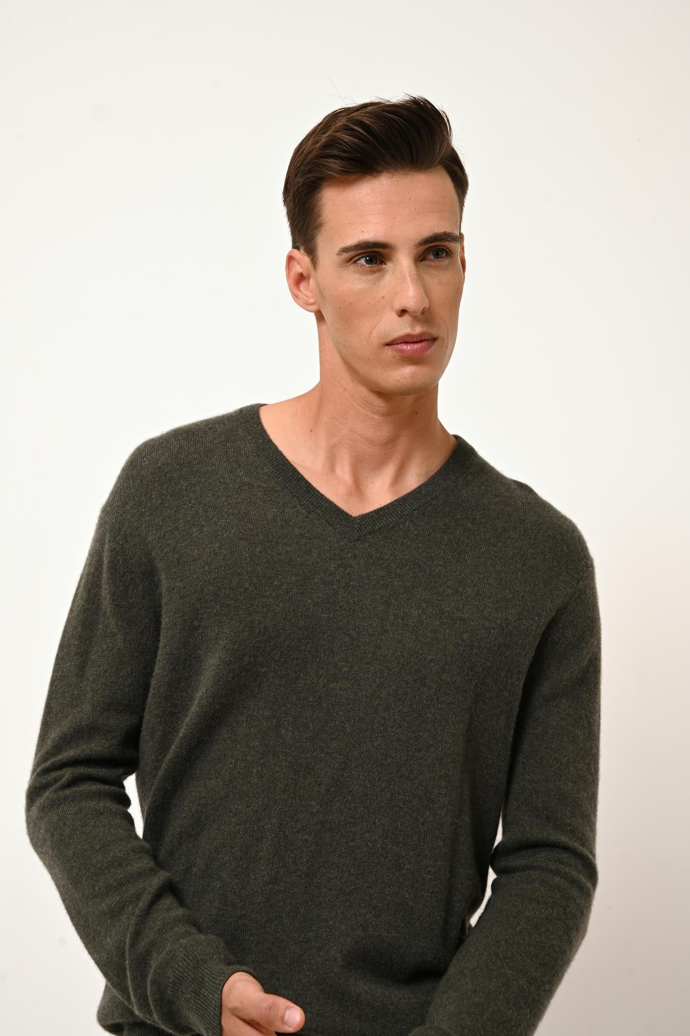 WALT khaki mottled v-neck sweater