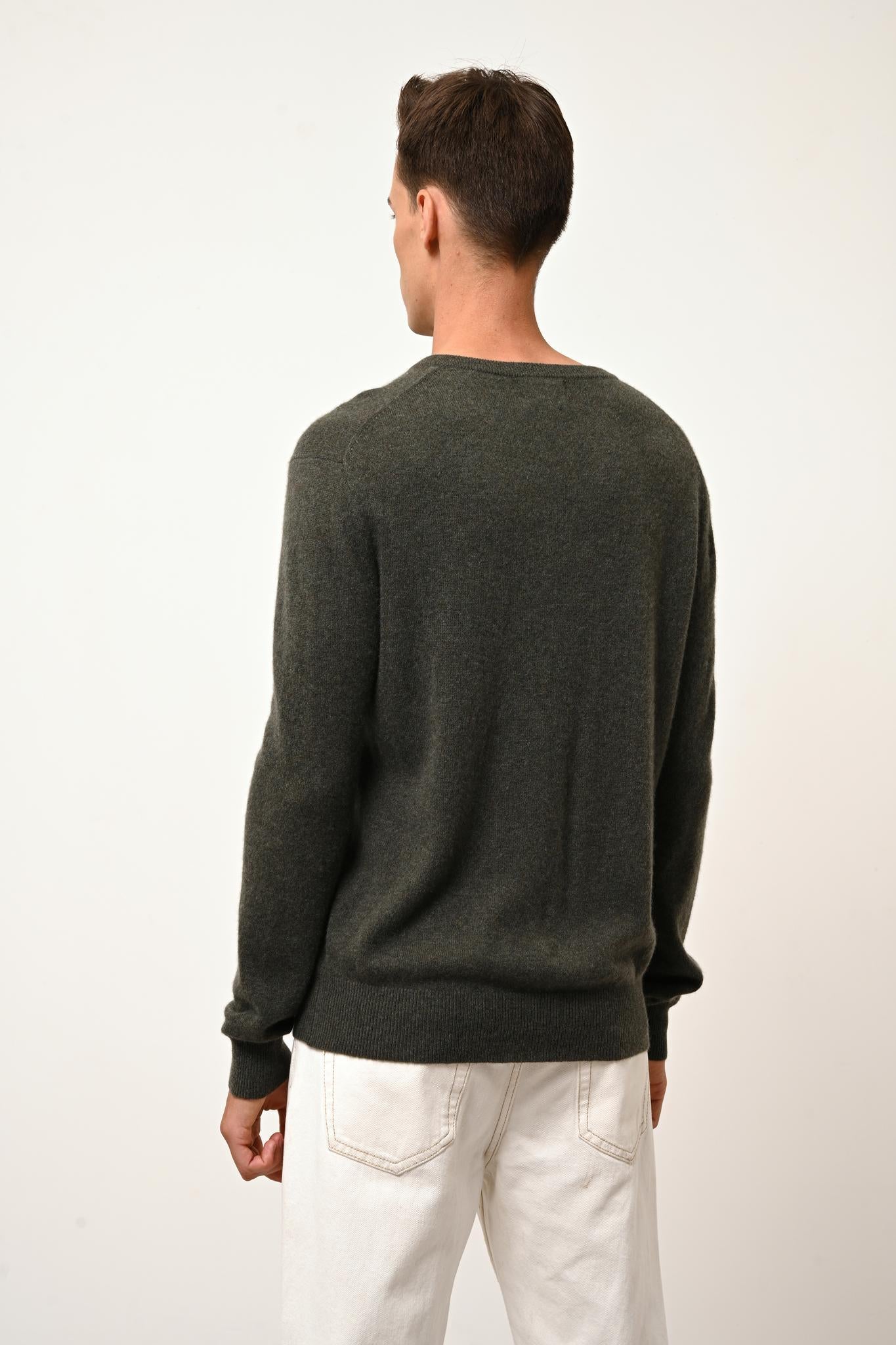 WALT khaki mottled v-neck sweater