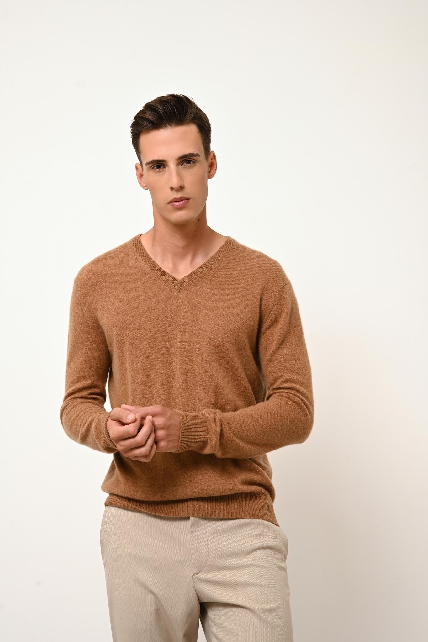 WALT v-neck sweater hazelnut