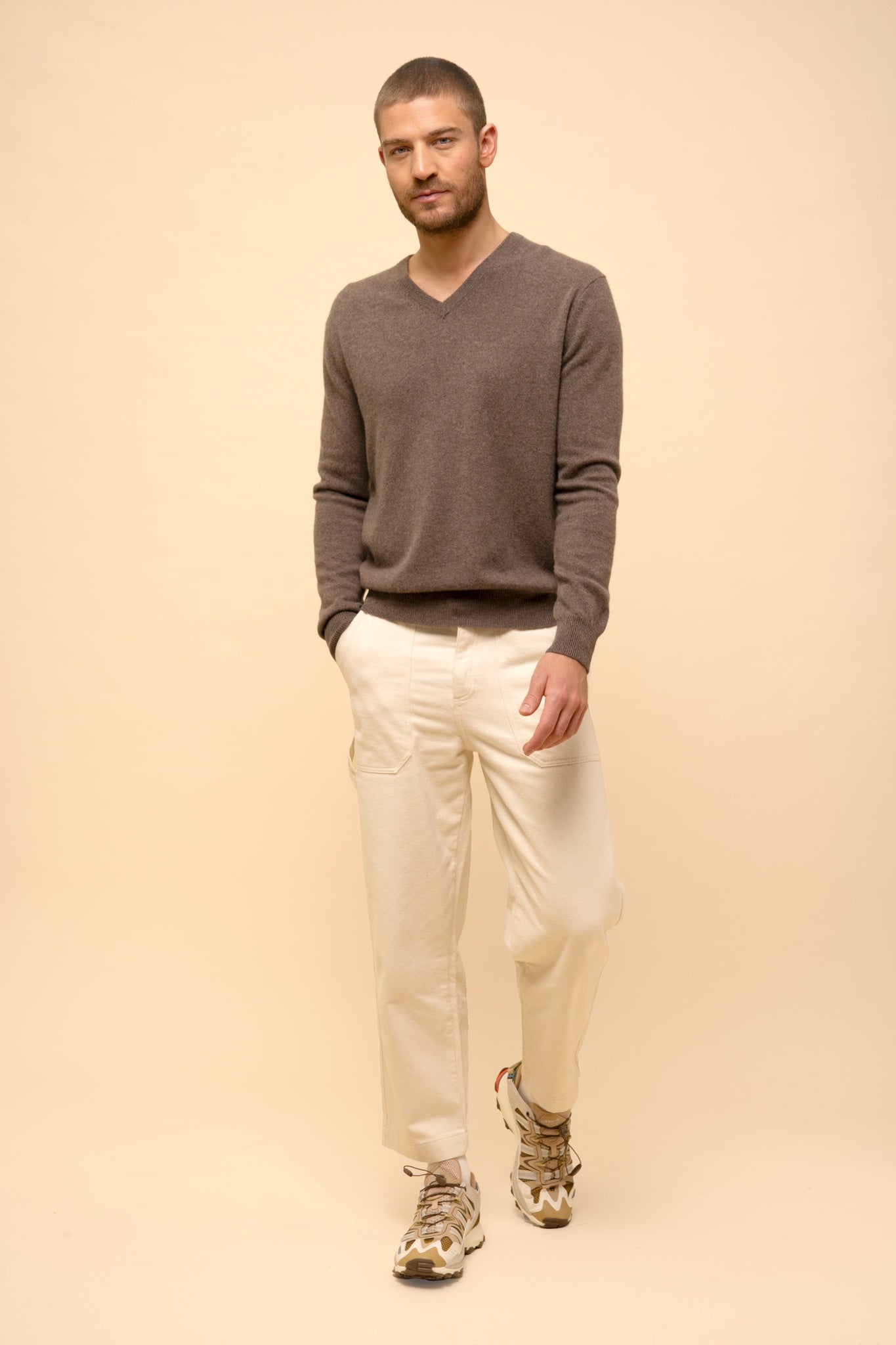 WALT taupe heathered V-neck sweater