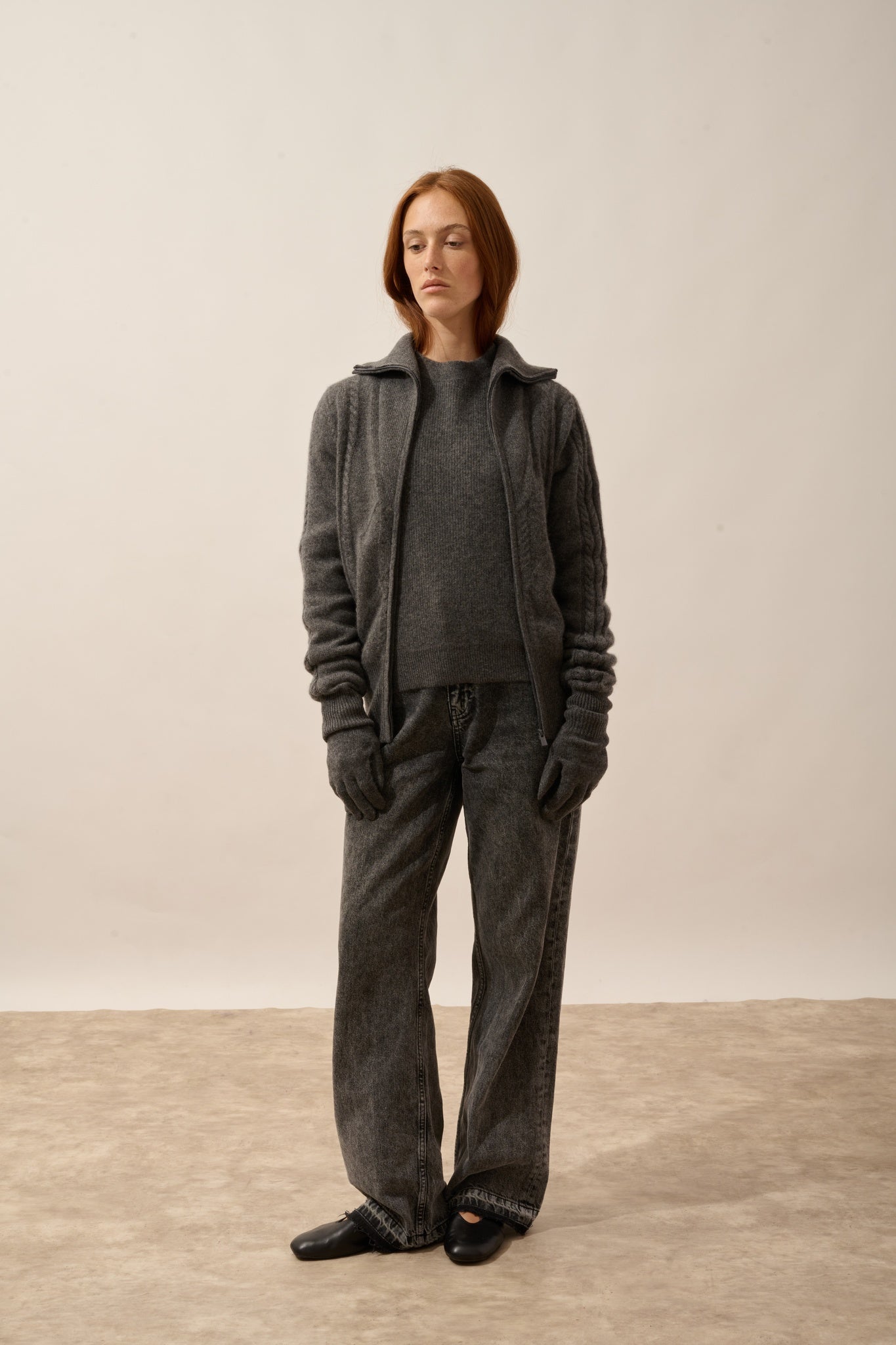 YANN gants 4 fils anthracite chiné