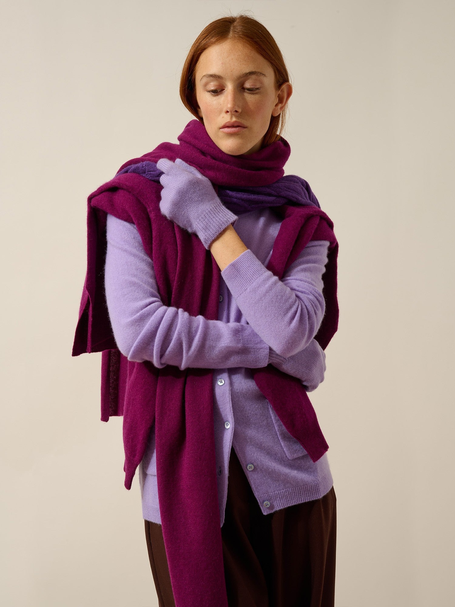 Yann gloves, 4-ply lavender