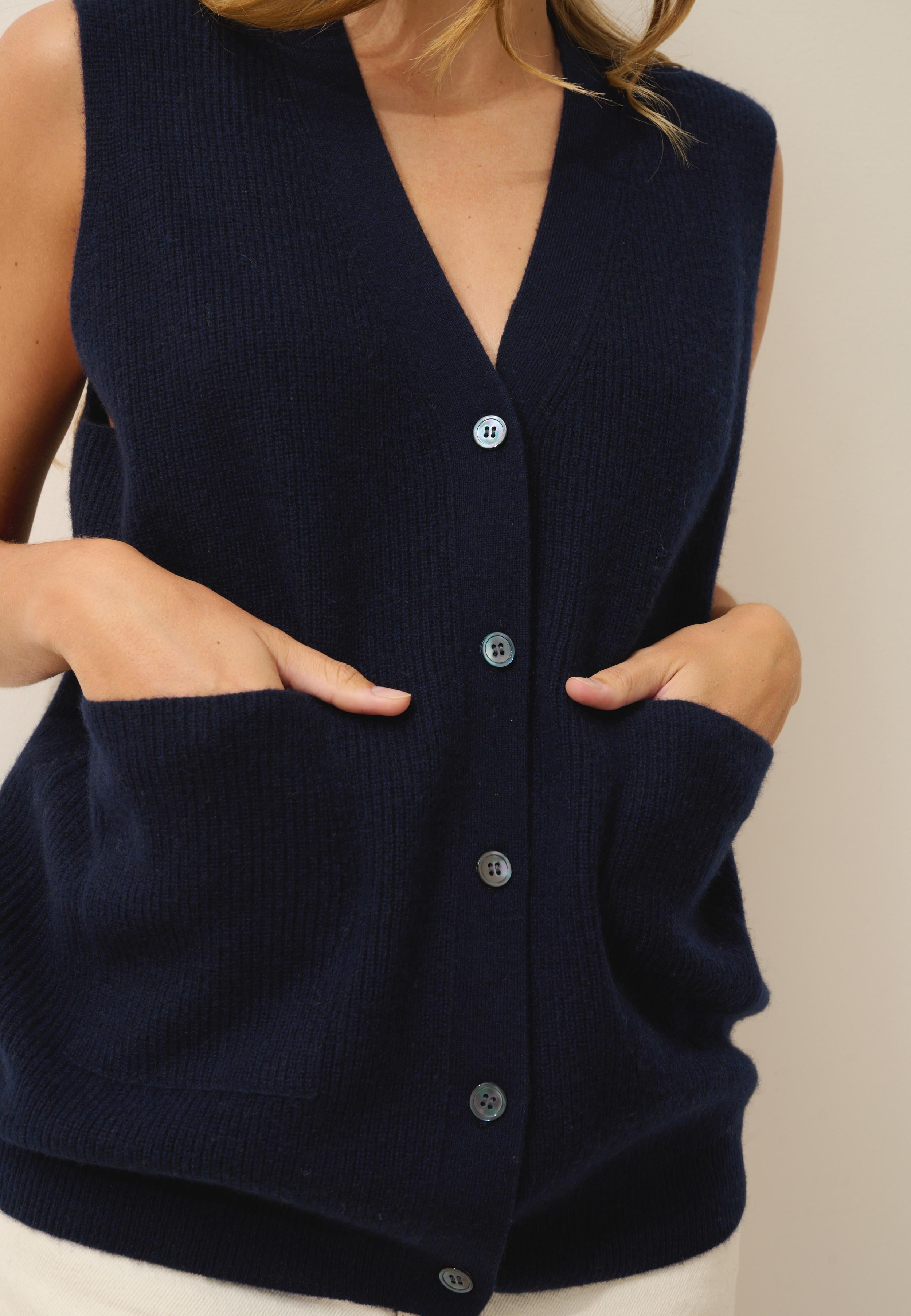 YASMINE cardigan col v navy