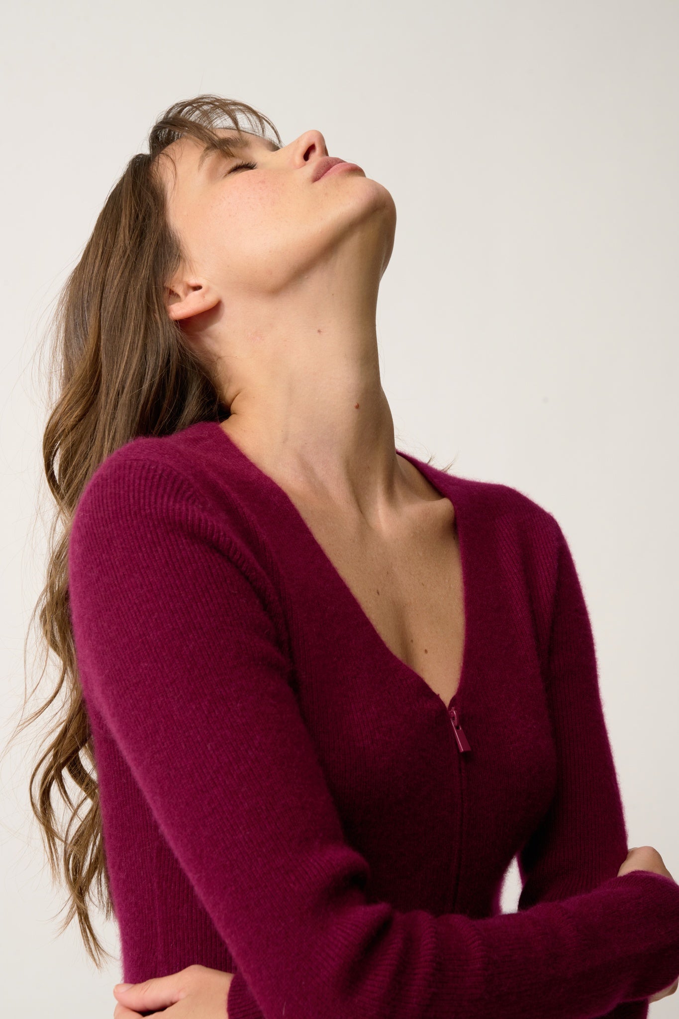 ZION burgundy v-neck cardigan