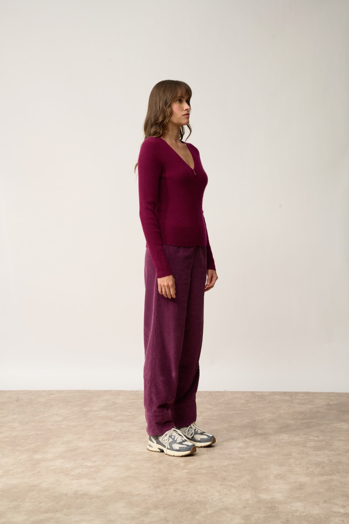 ZION burgundy v-neck cardigan