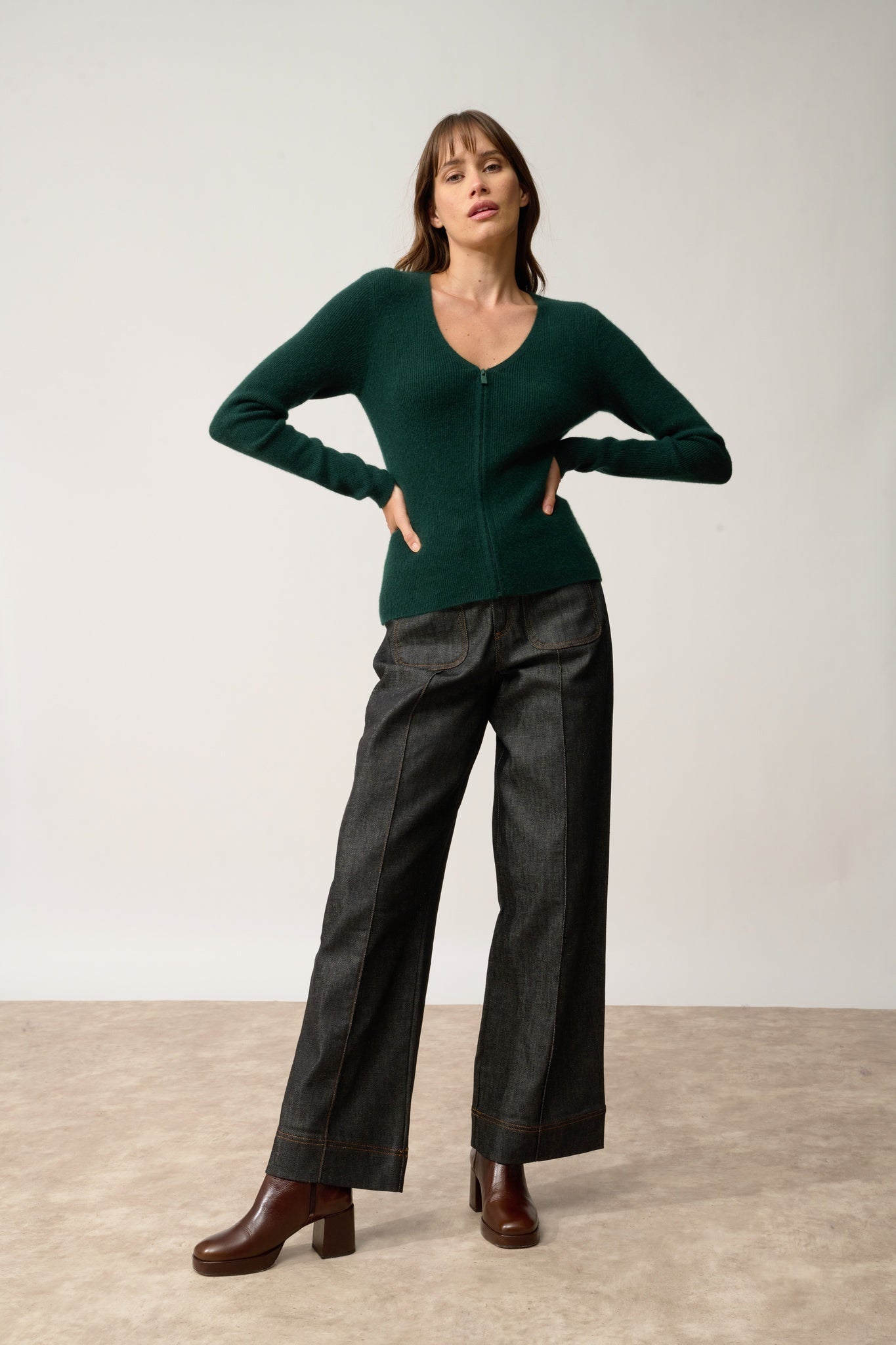 ZION v-neck cardigan cypress